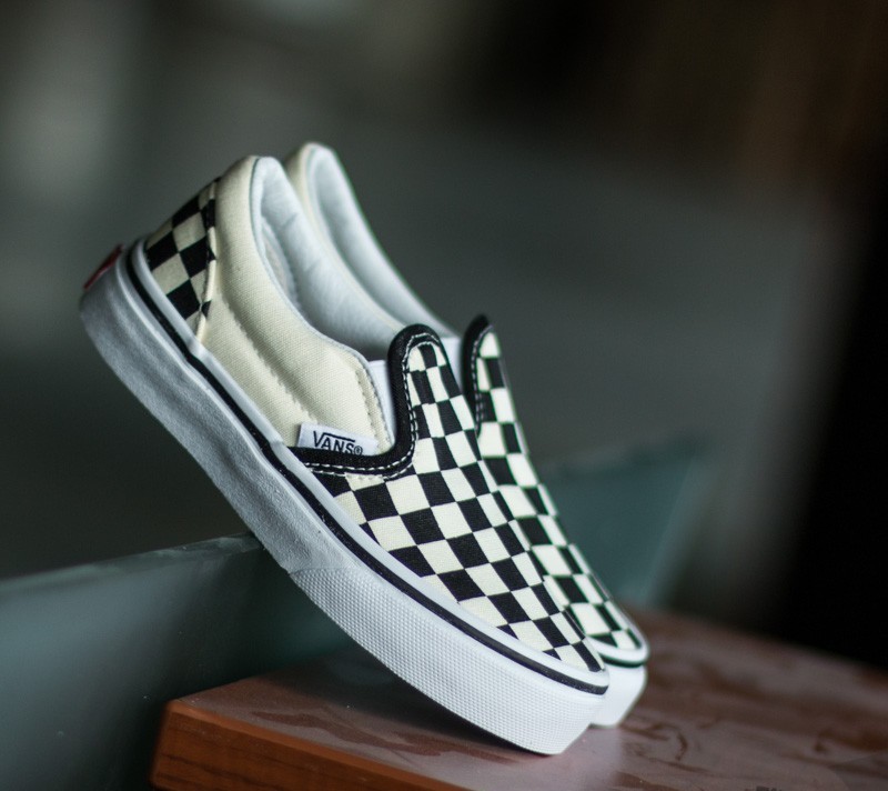 Детски маратонки и обувки Vans K Classic Slip-On (Checkerboard) Black/ White