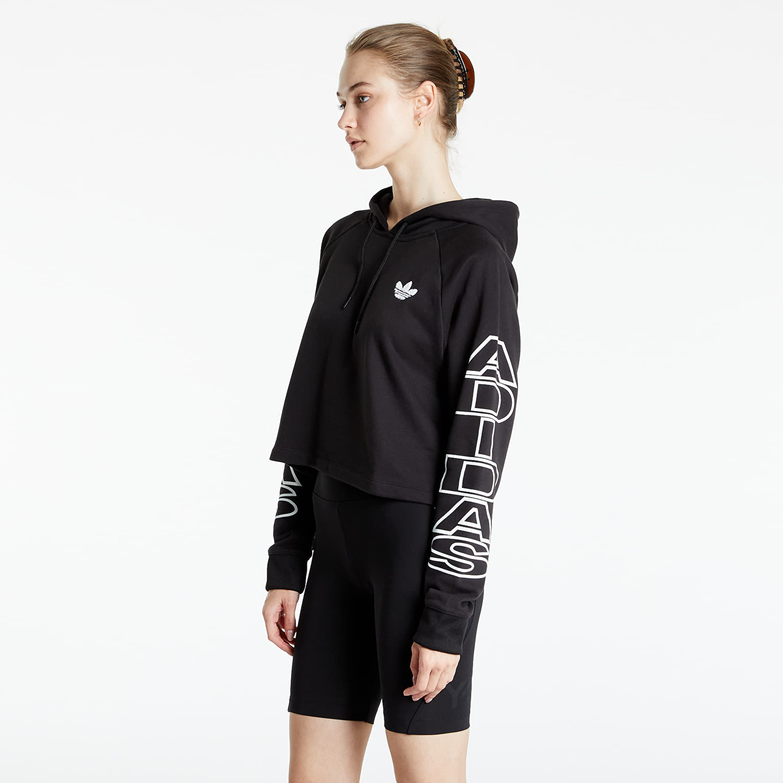 Cropped black clearance adidas hoodie