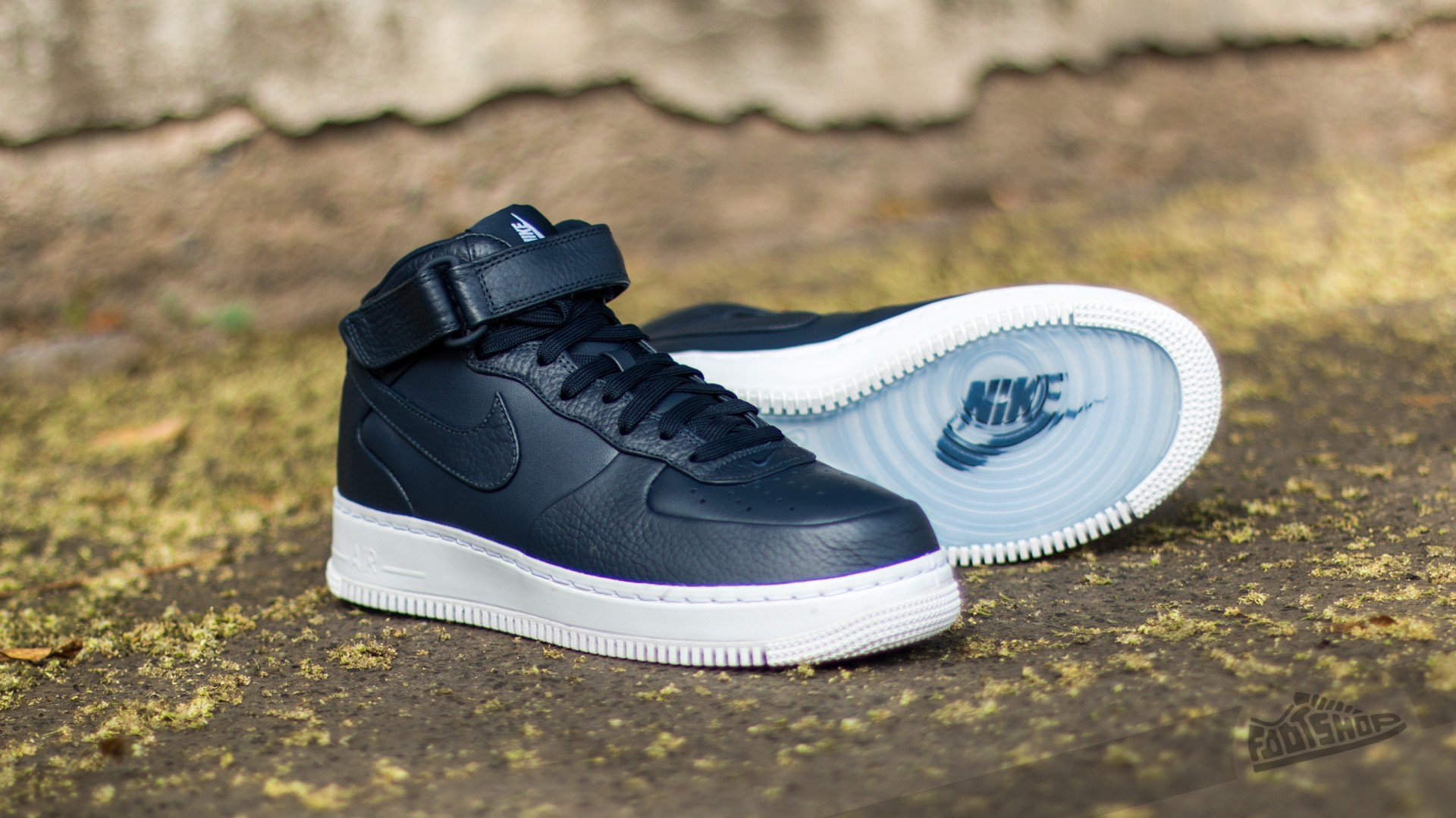 Men's shoes NIKELAB Air Force 1 Mid Obsidian/ Obsidian-White