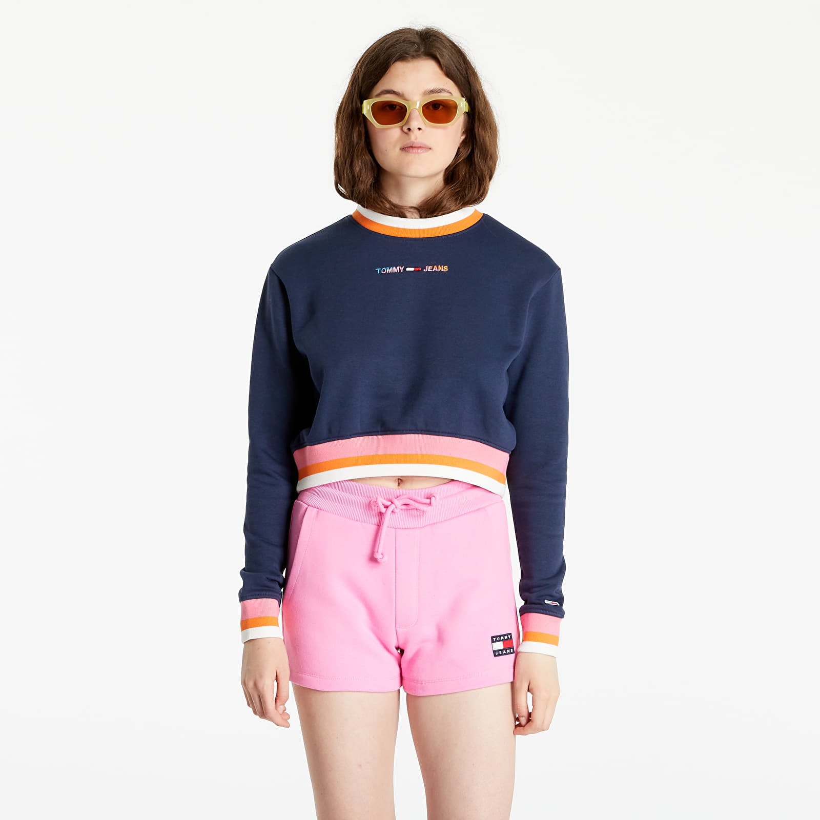 Hanorace Tommy Jeans Regular Crop Tipping Crew Twilight Navy