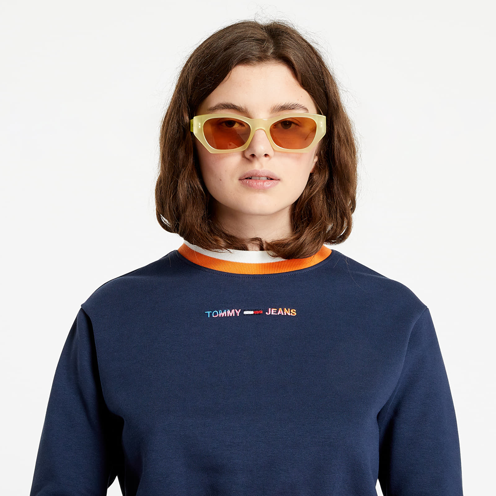 Hanorace Tommy Jeans Regular Crop Tipping Crew Twilight Navy