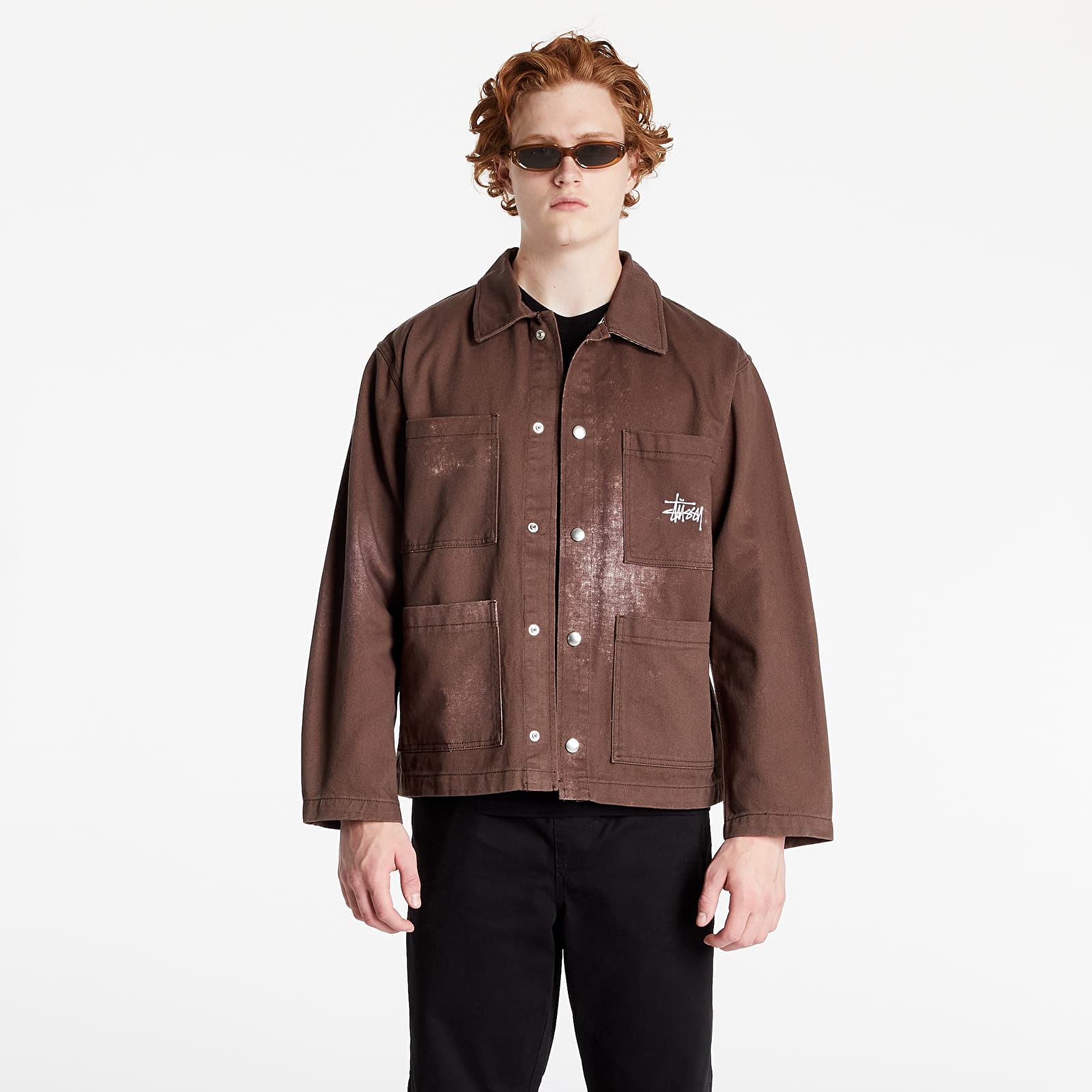 Bundy Stüssy Spotted Bleach Chore Jacket Brown