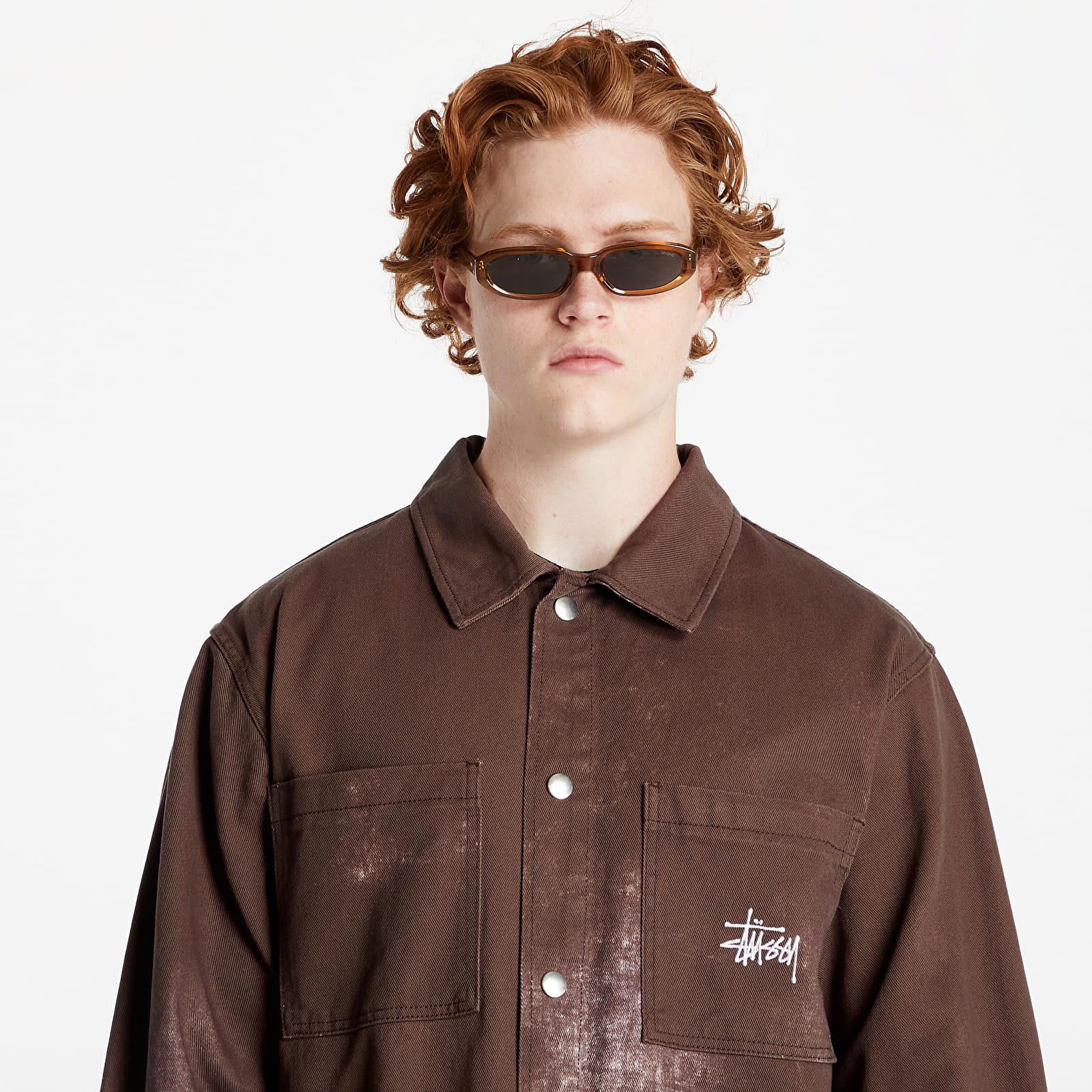 Bundy Stüssy Spotted Bleach Chore Jacket Brown