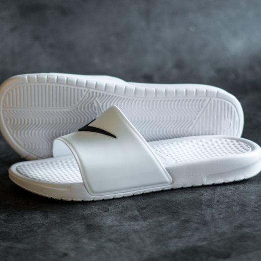 Men s shoes Nike Benassi Shower Slide White Black Footshop