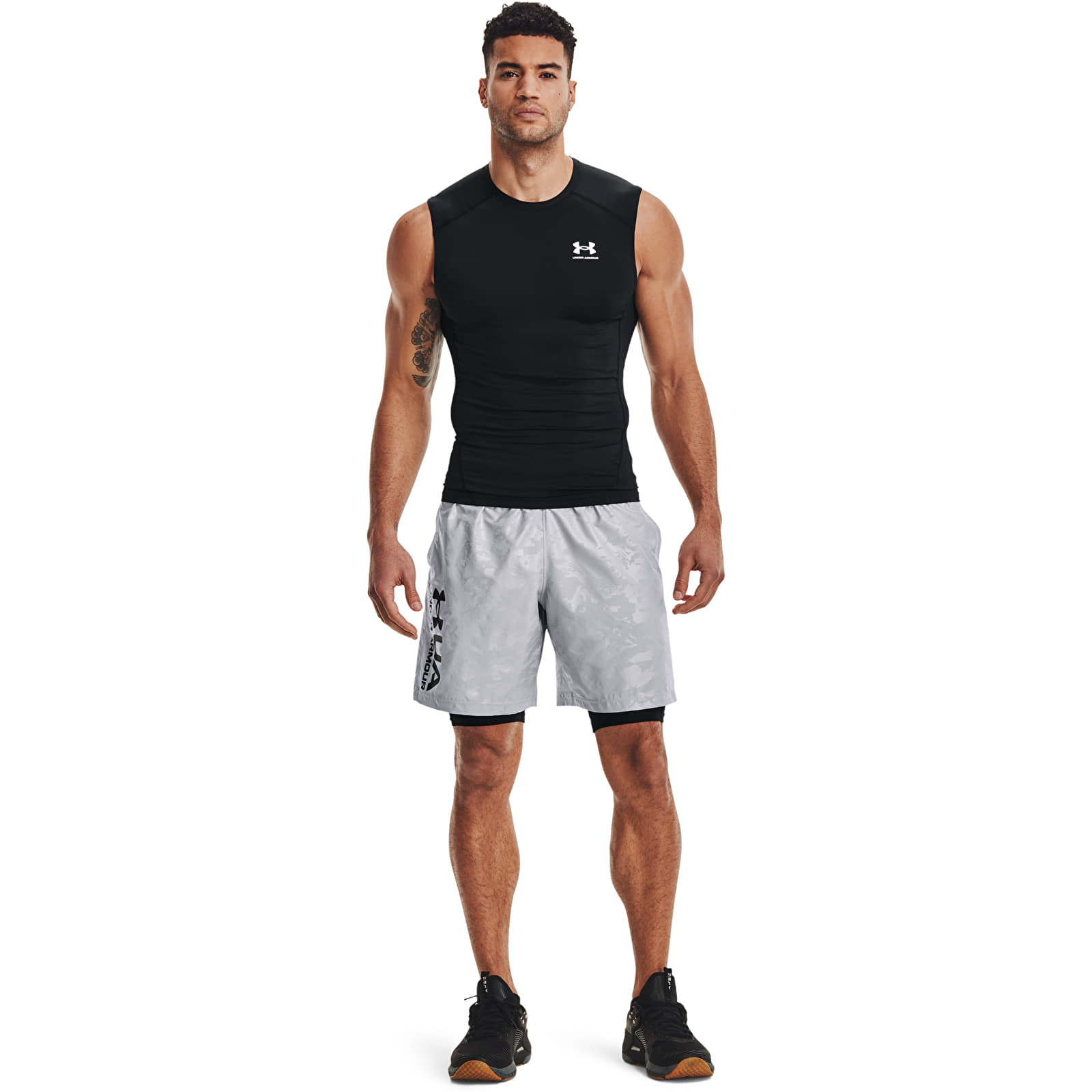Koszulki na ramiączkach Under Armour Hg Armour Comp Sl Black/ White