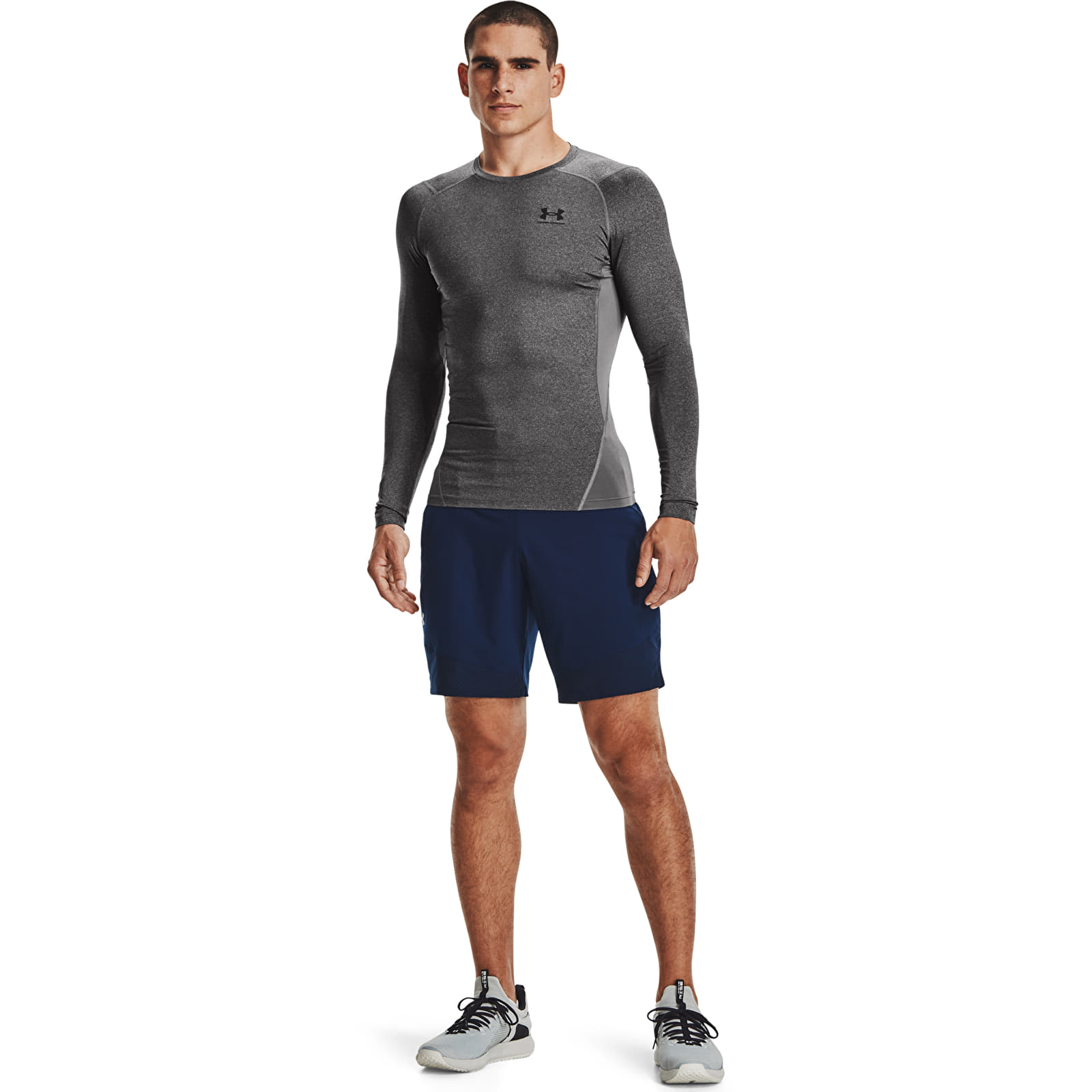 Футболки Under Armour Hg Armour Comp LS Carbon Heather/ Black