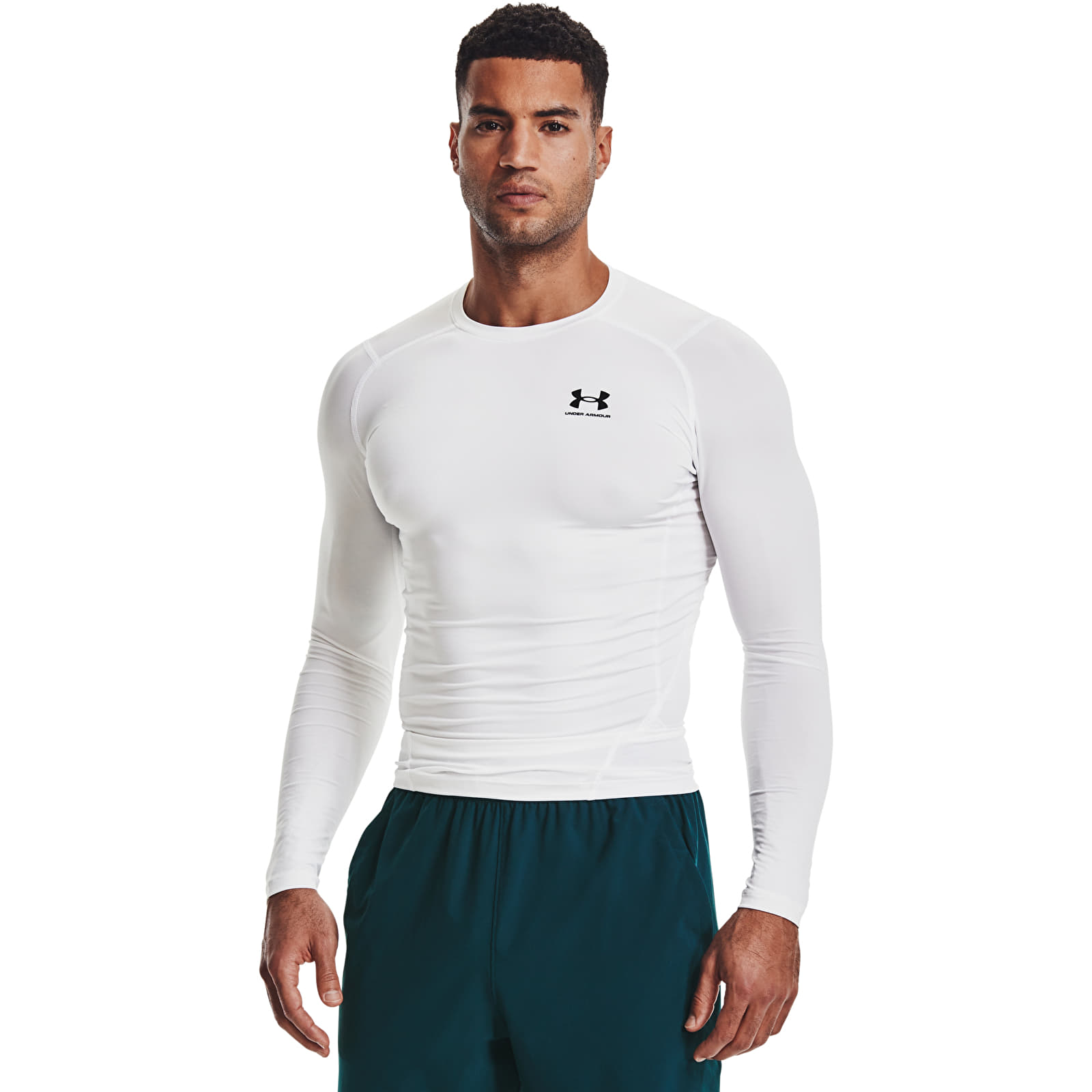 T-Shirts Under Armour Hg Armour Comp LS White/ Black