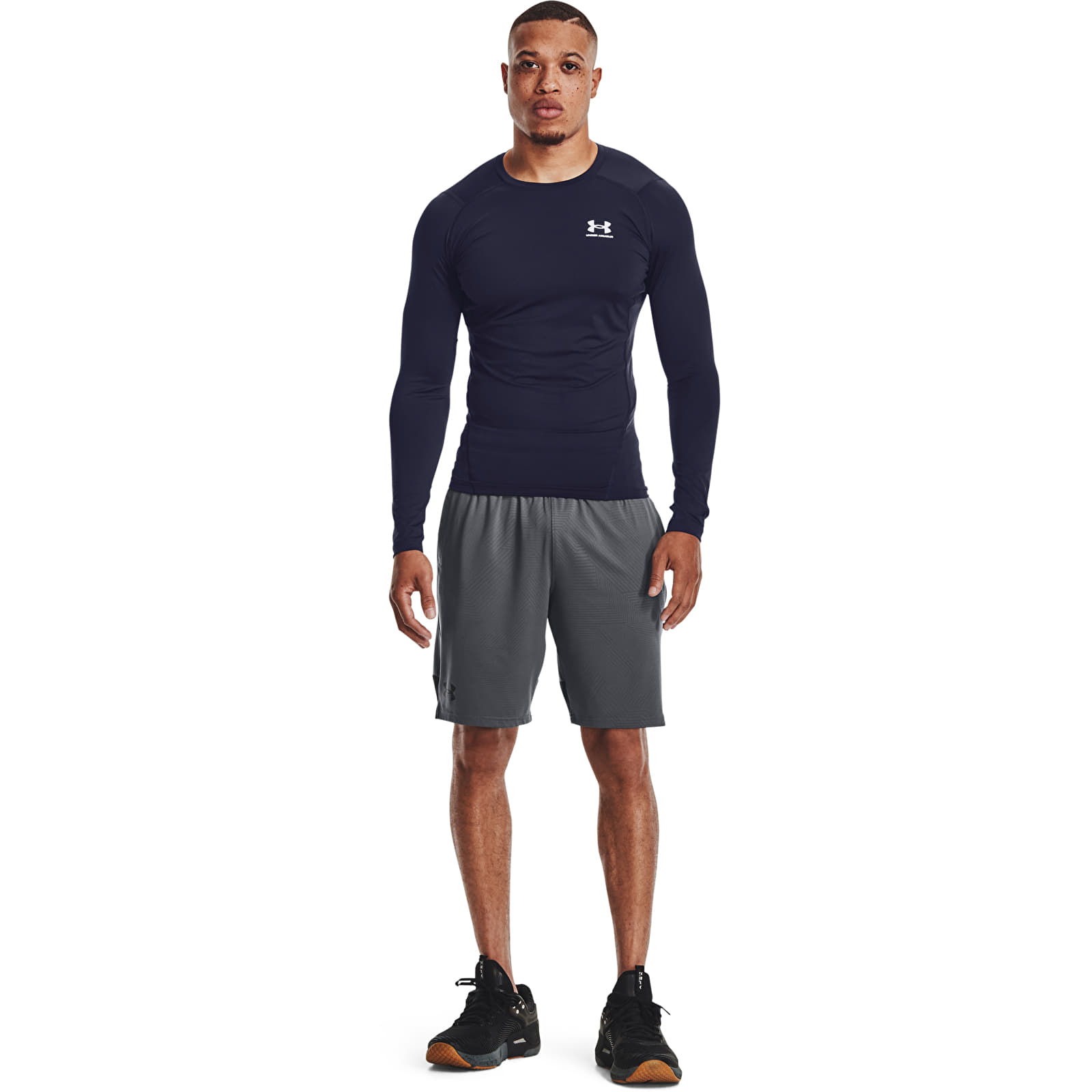 T-Shirts Under Armour Hg Armour Comp LS Midnight Navy/ White
