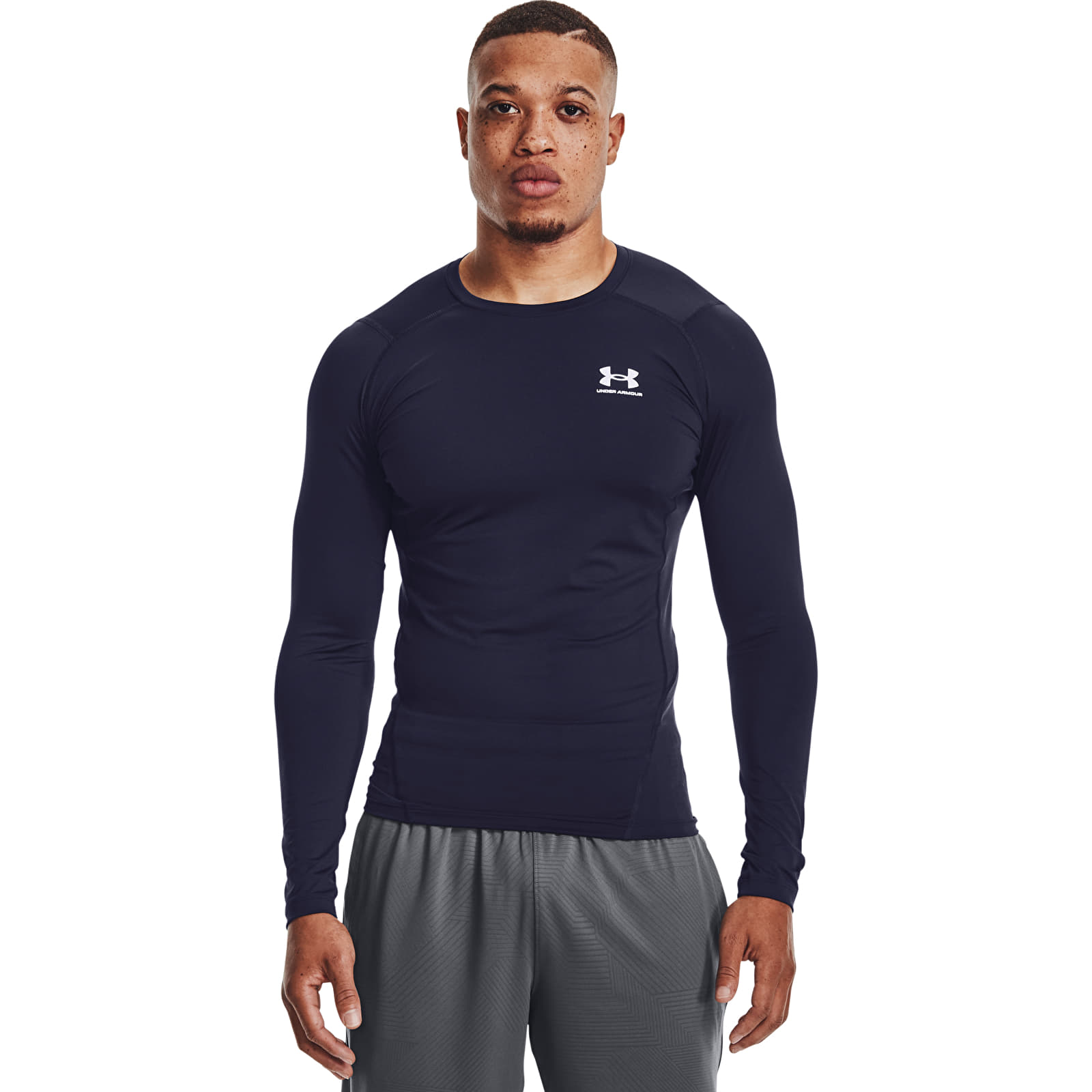 T-Shirts Under Armour Hg Armour Comp LS Midnight Navy/ White
