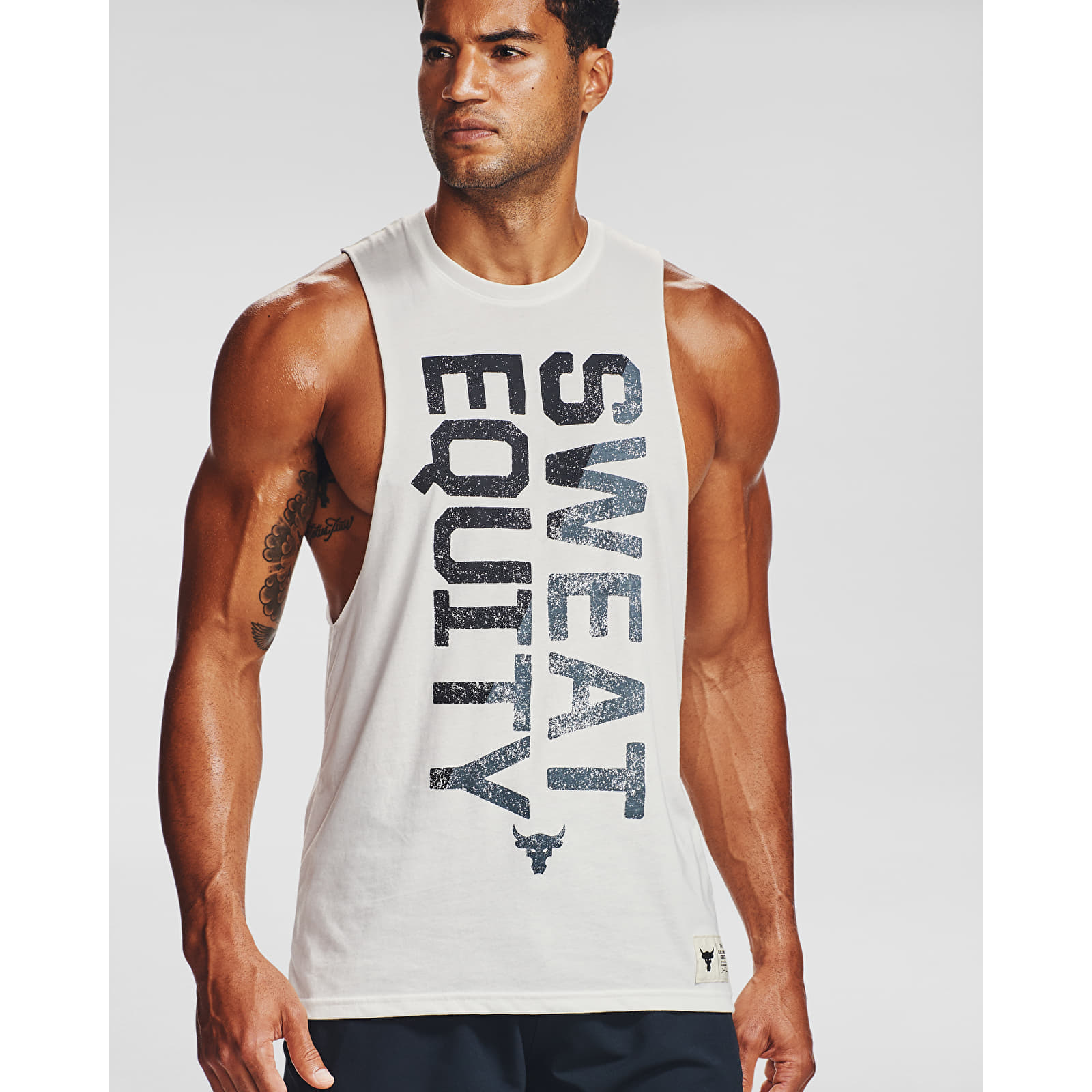 Majice bez rukava Under Armour Project Rock Sweat Equity Tnk White