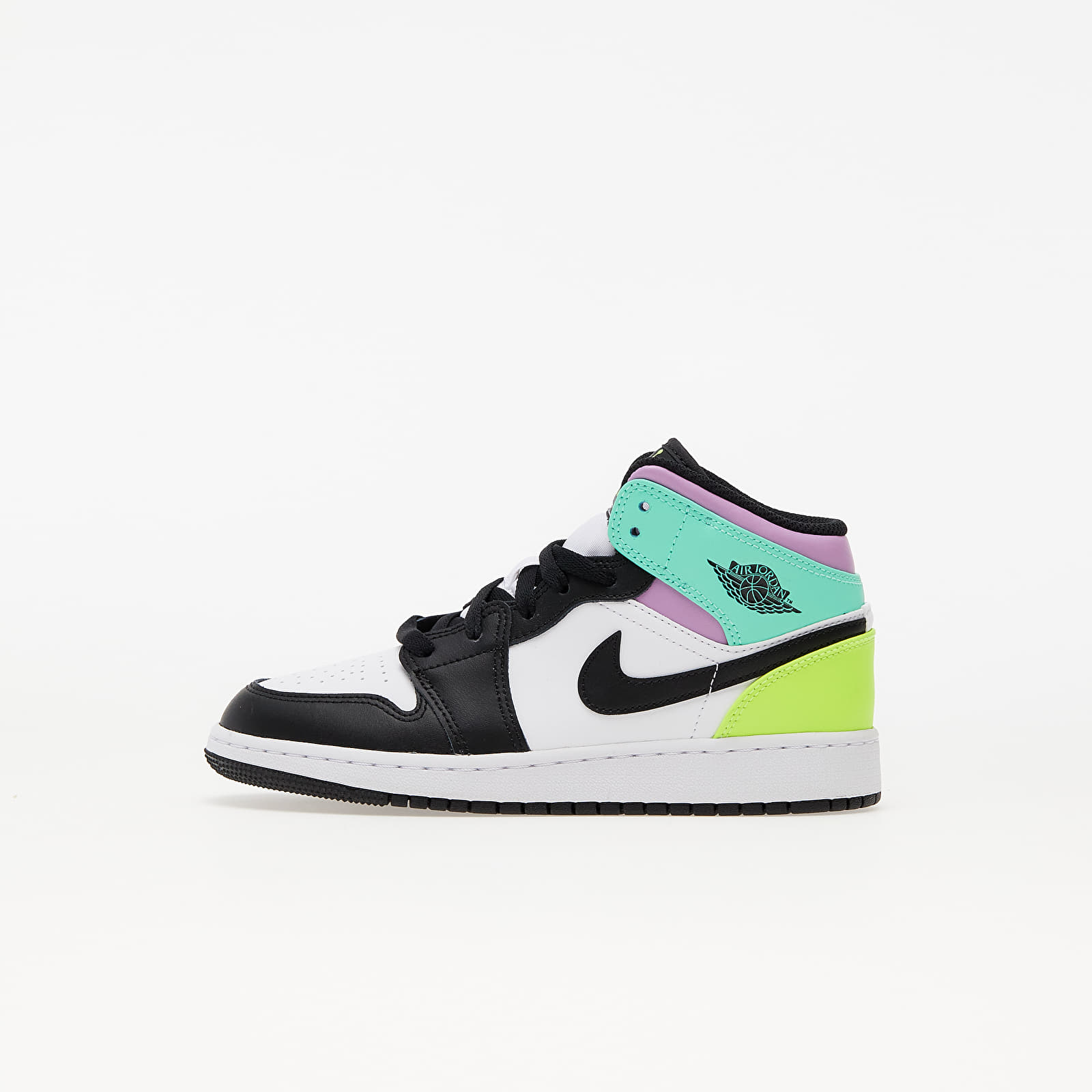 Buty dziecięce Air Jordan 1 Mid (GS) White/ Black-Volt-Green Glow