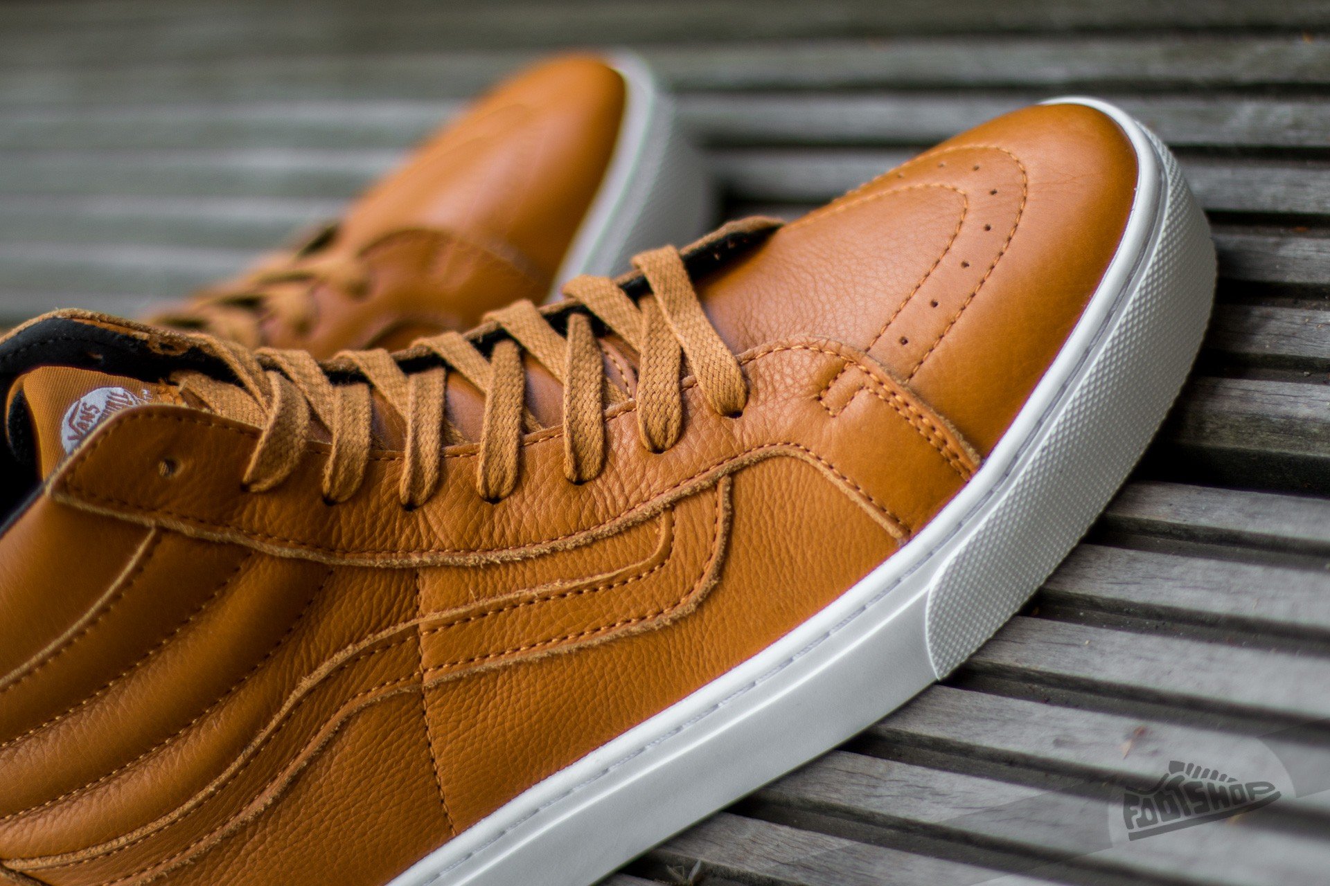 Gold sale leather vans