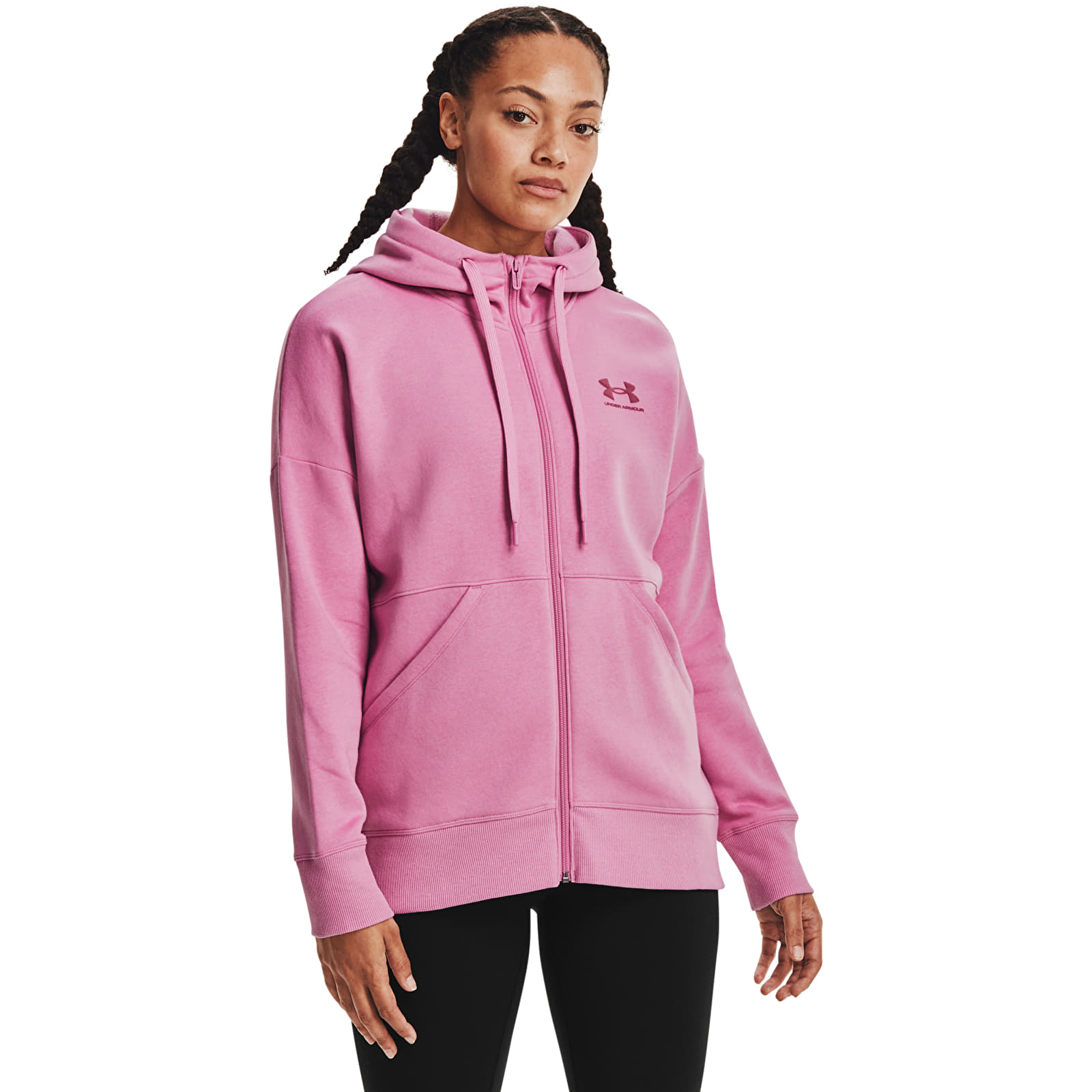 UNDER ARMOUR Under Armour RIVAL + FZ HOODIE - Sudadera mujer pink - Private  Sport Shop