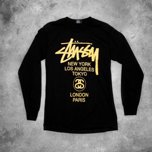 Stussy World Tour Long Sleeve Tee Black Yellow