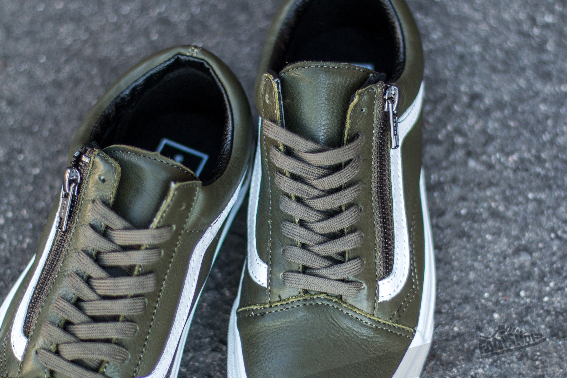 Scarpe uomo Vans Old Skool Zip (Antique Leather) Ivy Green