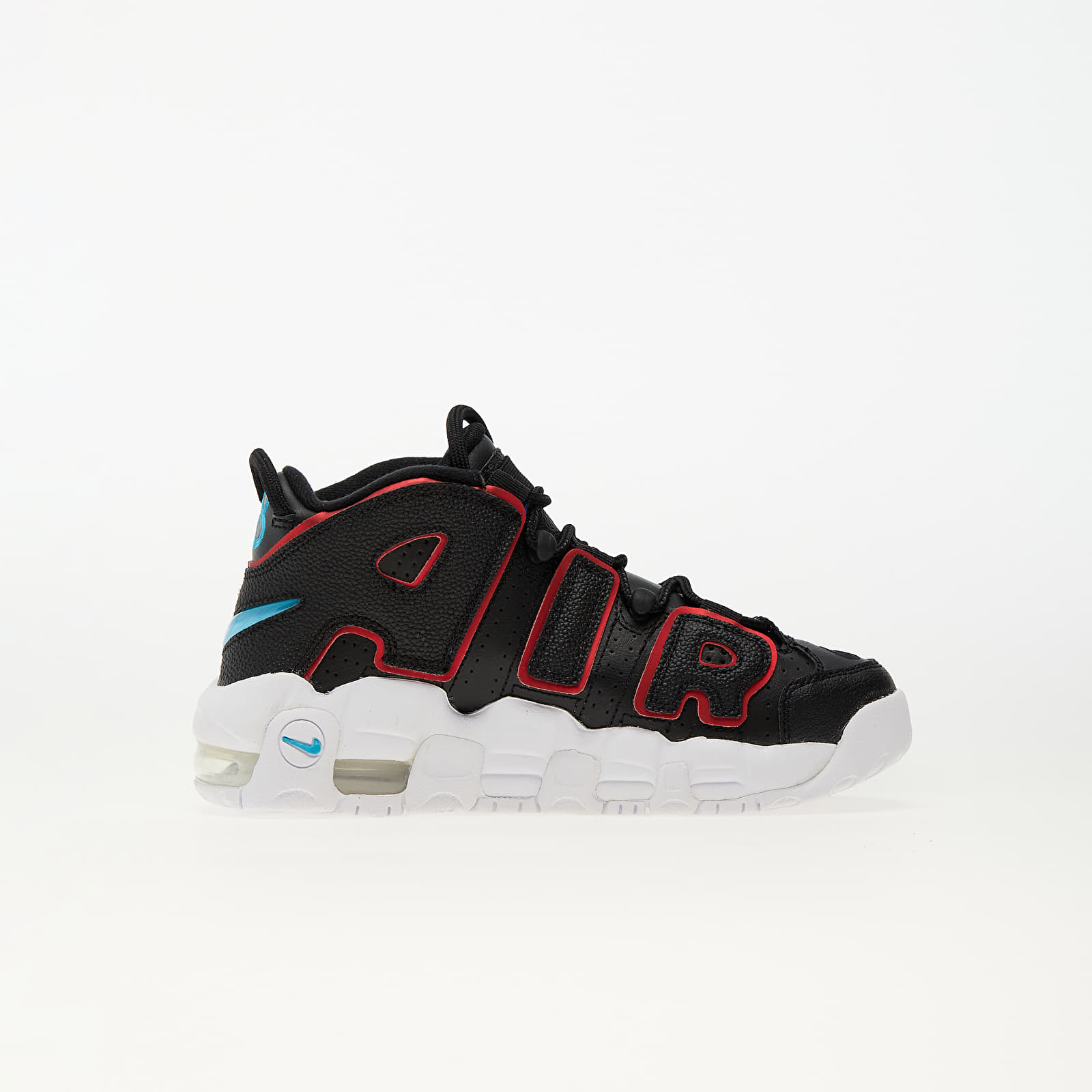 Adidași și încălțăminte pentru copii Nike Air More Uptempo GS Black/ Light Blue Fury - Fusion Red