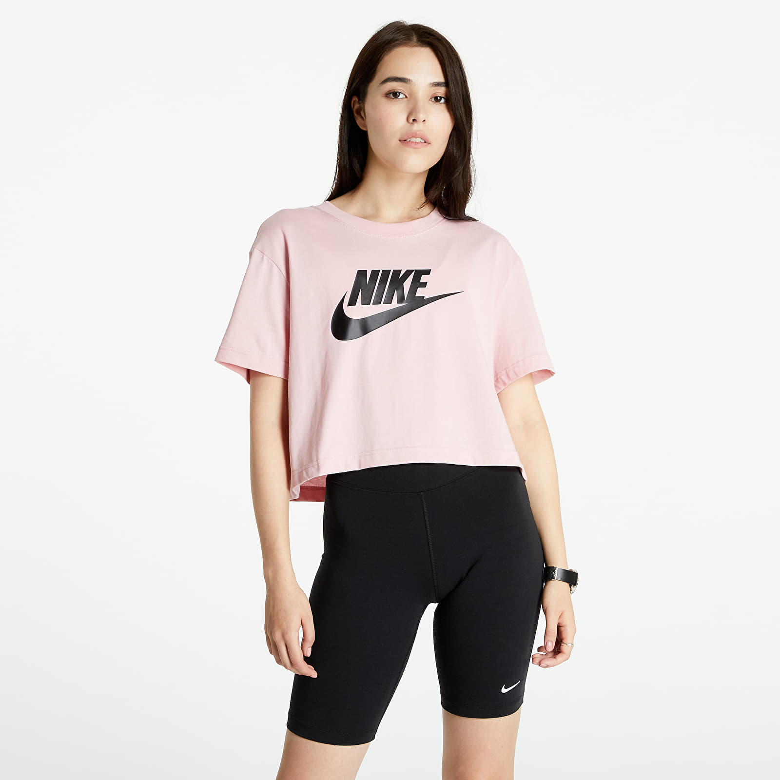 Magliette Nike Sportswear W Tee Essential Crop Icon Ftr Pink Glaze/ Black