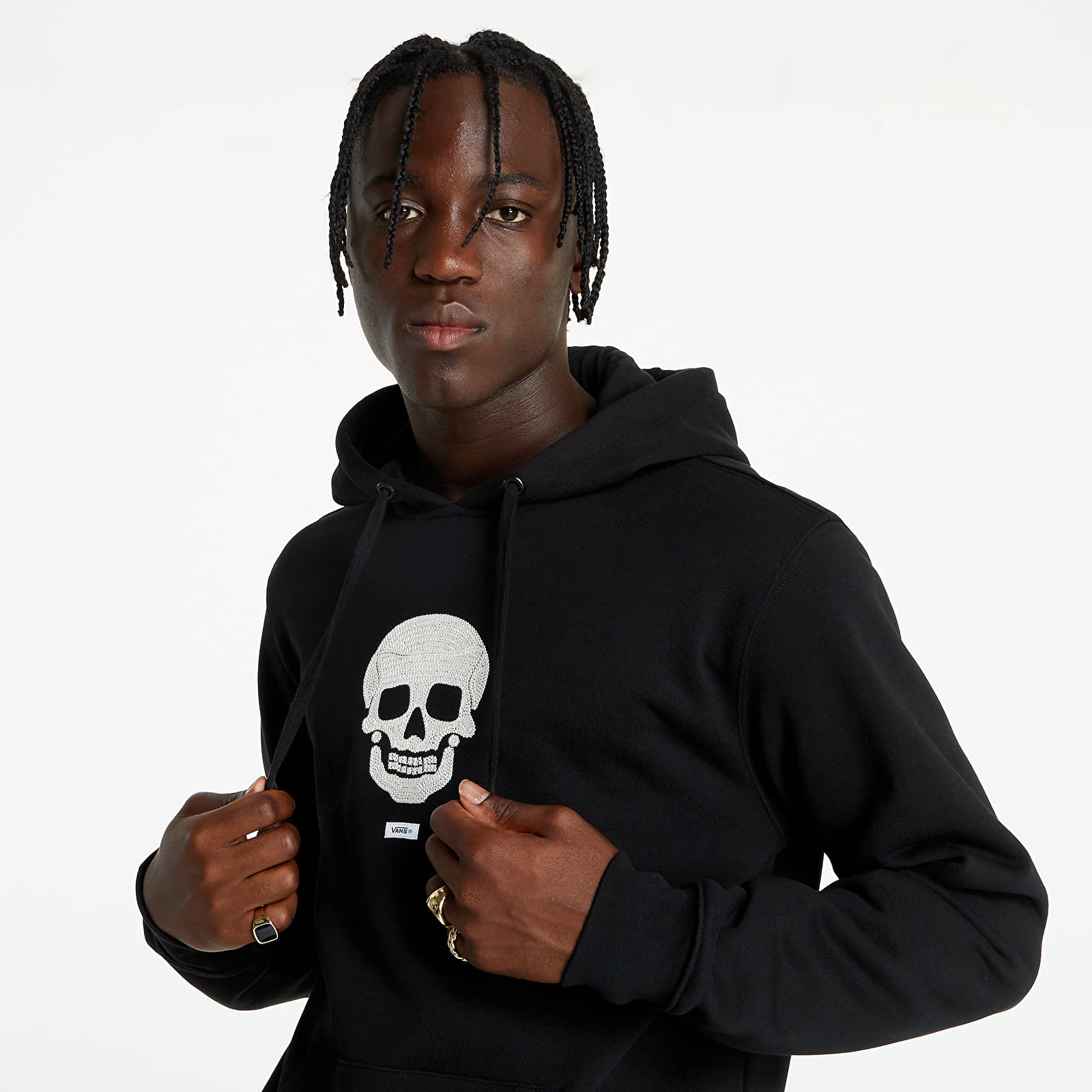 Kapucnis pulóverek és pulcsik Vans Anaheim Needlepoint Skull Po Hoodie Black
