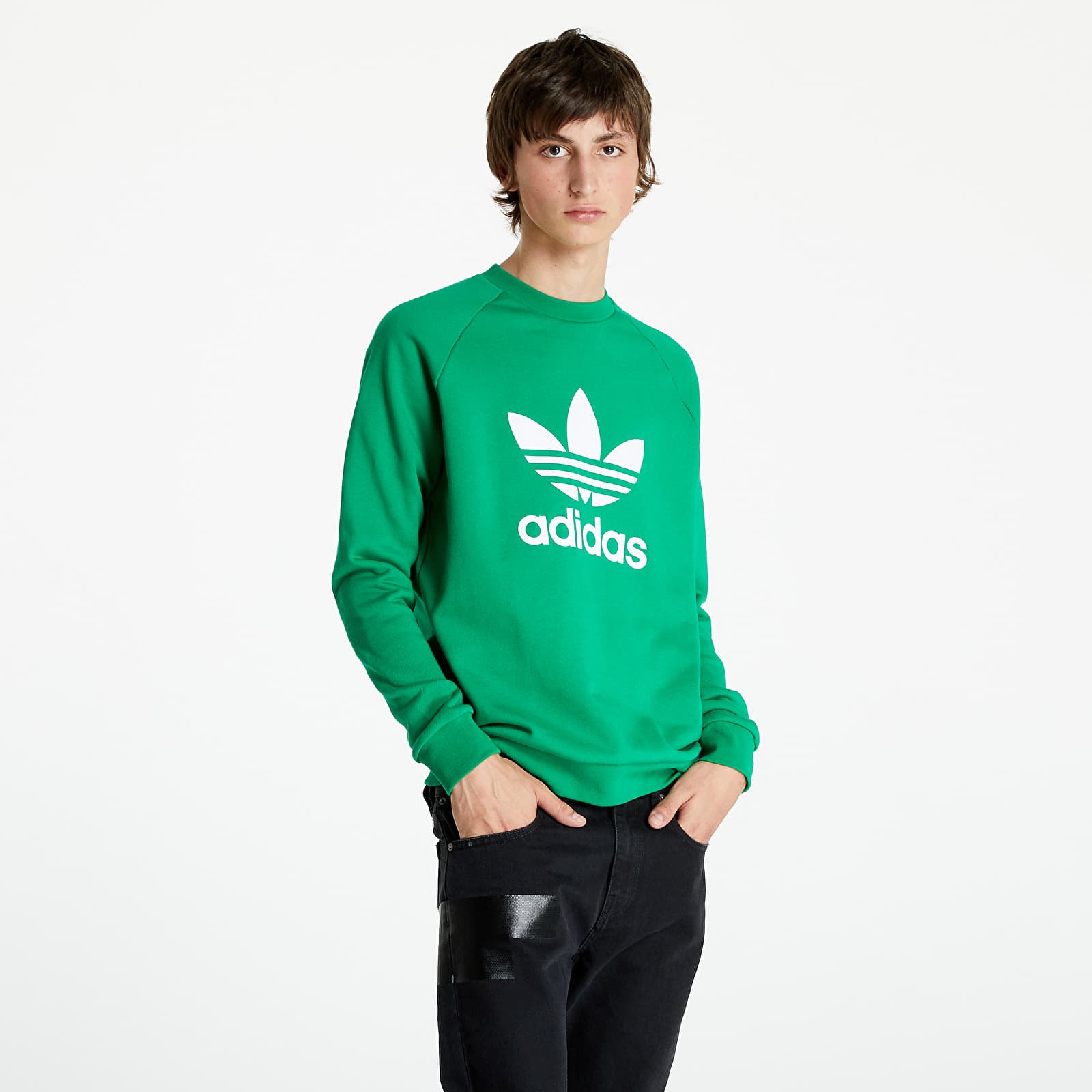 Hoodies and sweatshirts adidas Trefoil Crew Green White Footshop