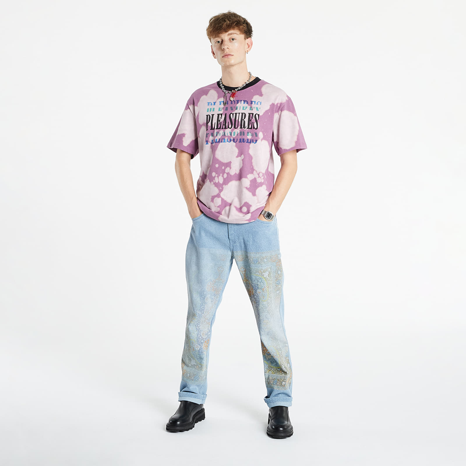 Majice T-shirt PLEASURES Swinger Dye Shirt Purple