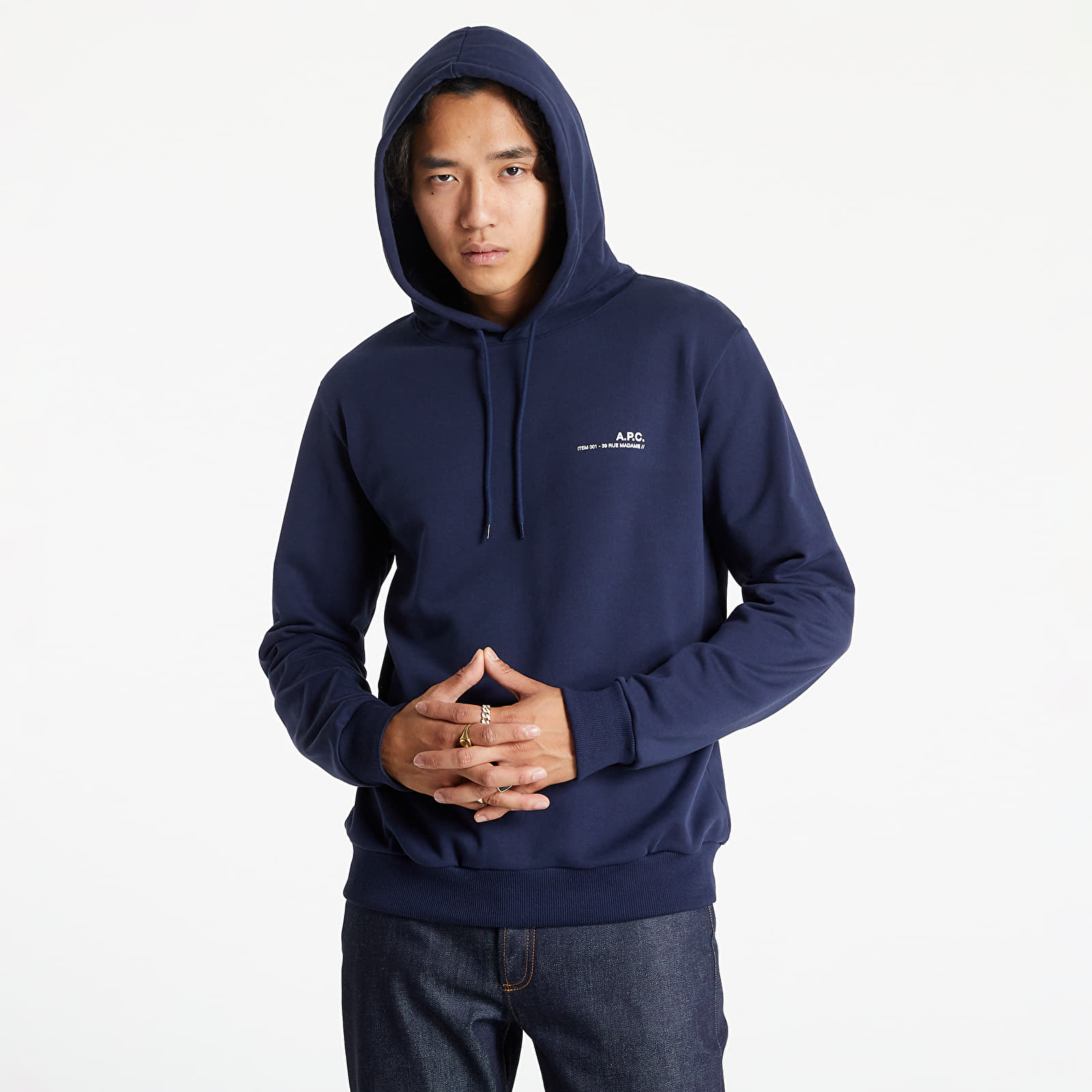 Hoodies and sweatshirts A.P.C. Item Logo Hoodie Dark Navy Footshop