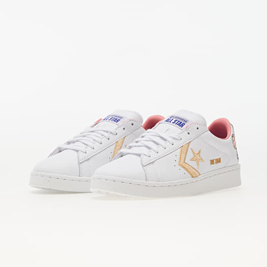 White and rose gold leather converse online