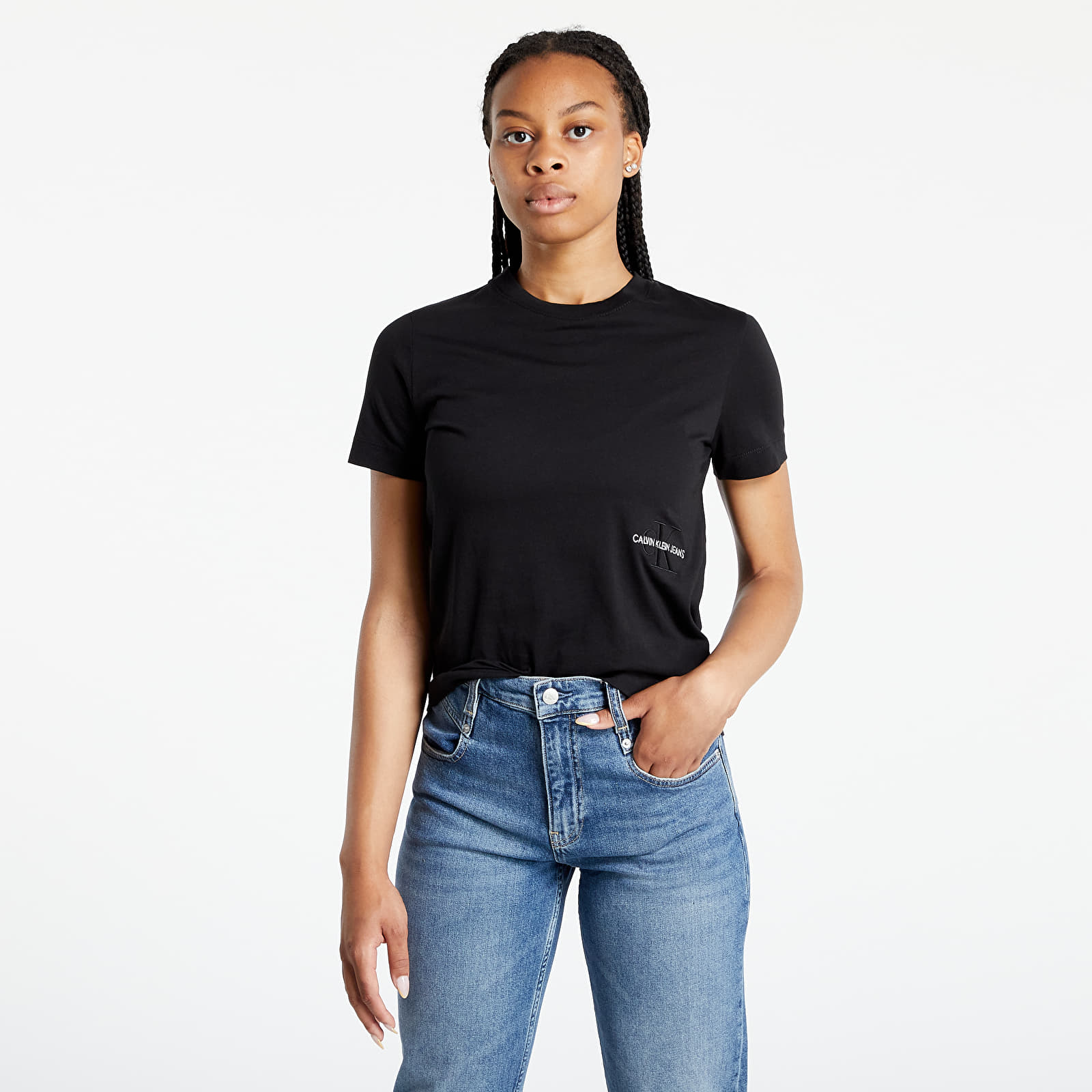 Tričká s krátkym rukávom Calvin Klein Jeans Off Placed Monogram Tee Ck Black