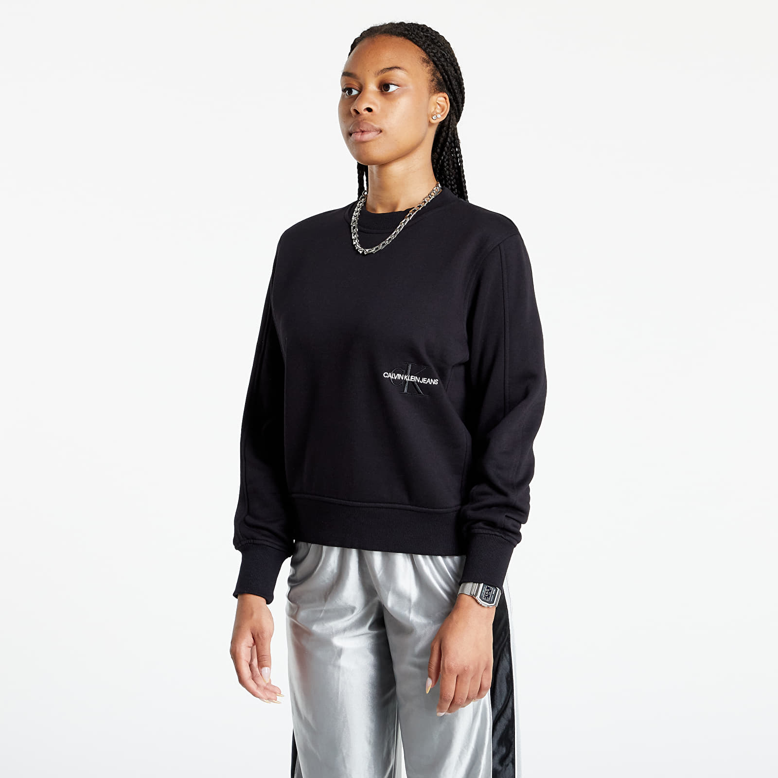 Bluzy Calvin Klein Jeans Off Placed Monogram Crew Neck Ck Black