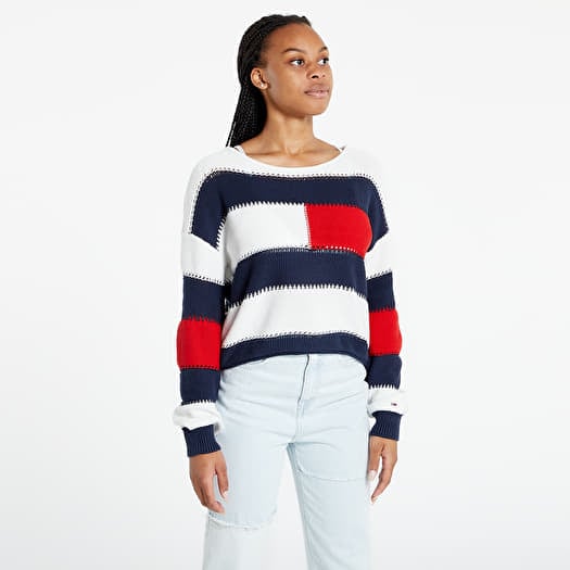 Sweaters Tommy Jeans Rwb Stripe Sweater Snow White Multi Footshop