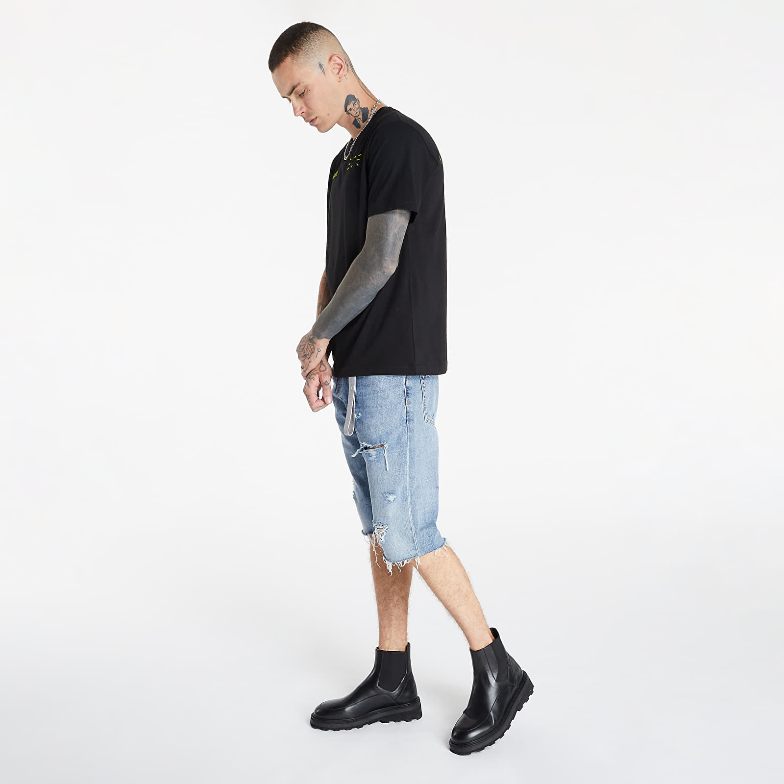 T-shirts McQ Ic0 Tshirt Black/ Green Blast