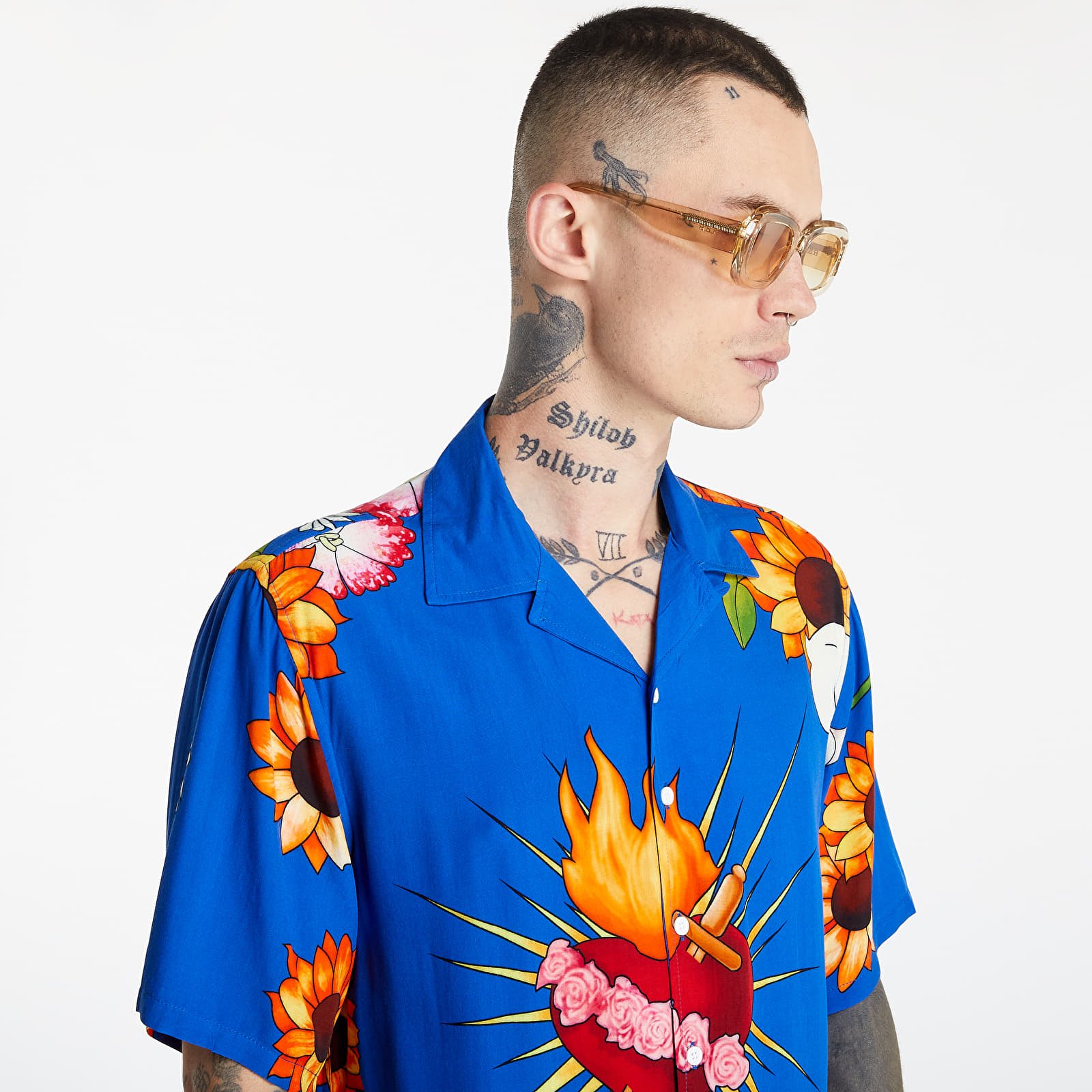 Marškiniai PLEASURES Heart Button Down Blue