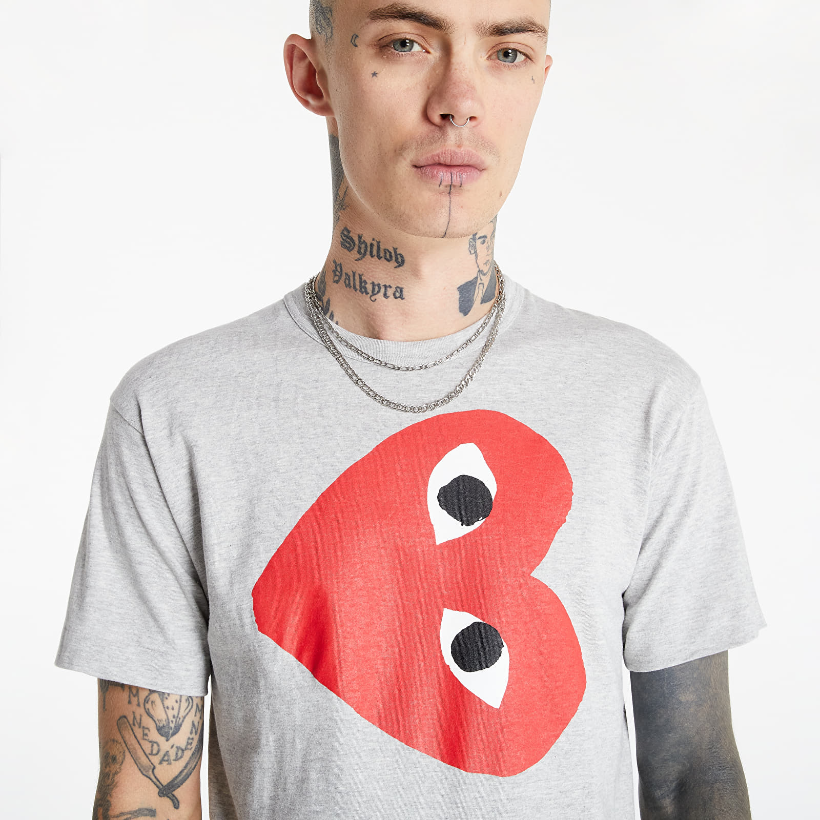 T-shirts Comme des Garçons PLAY Sideways Heart Logo Tee Grey/ Red