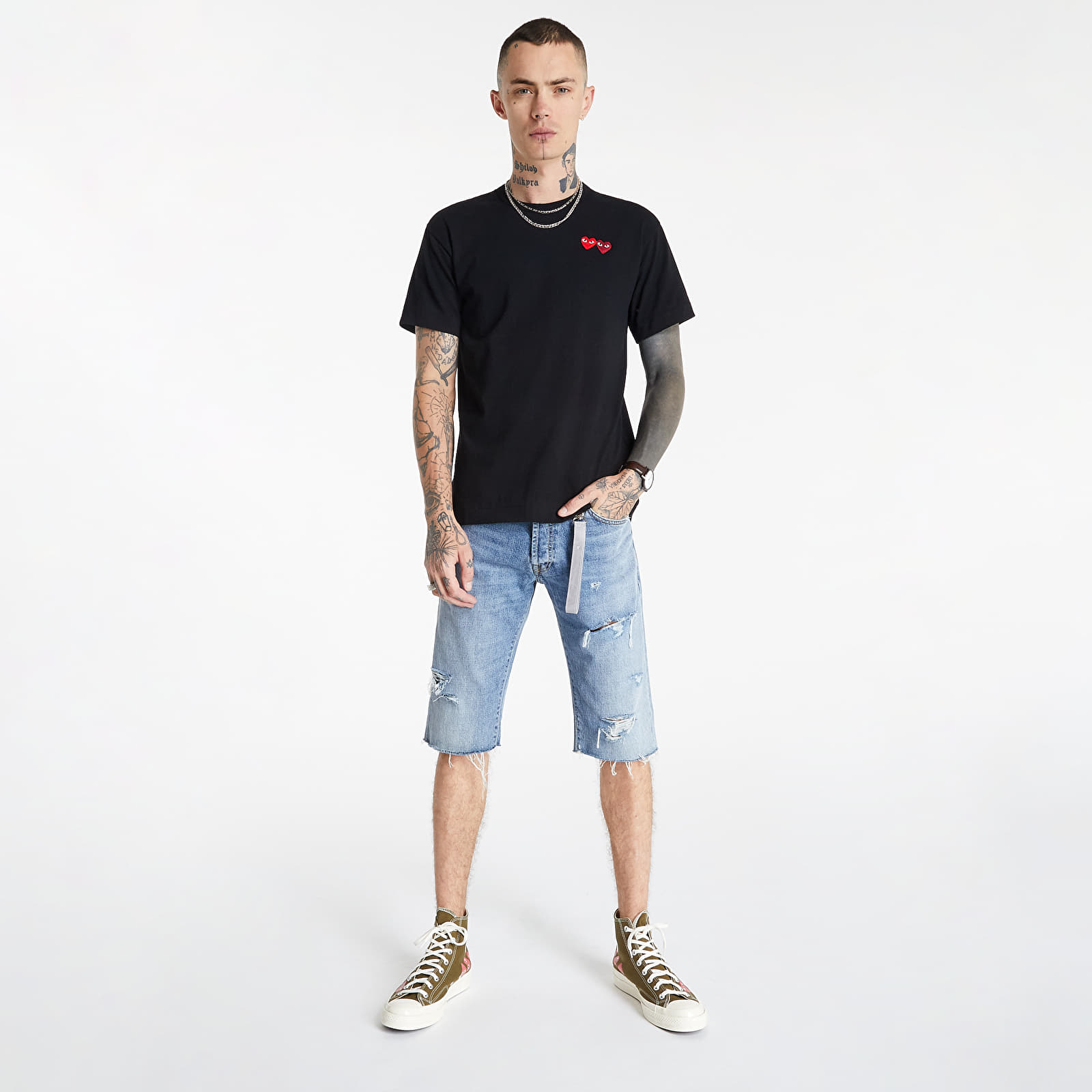 T-shirts Comme des Garçons PLAY Double Heart Tee Black