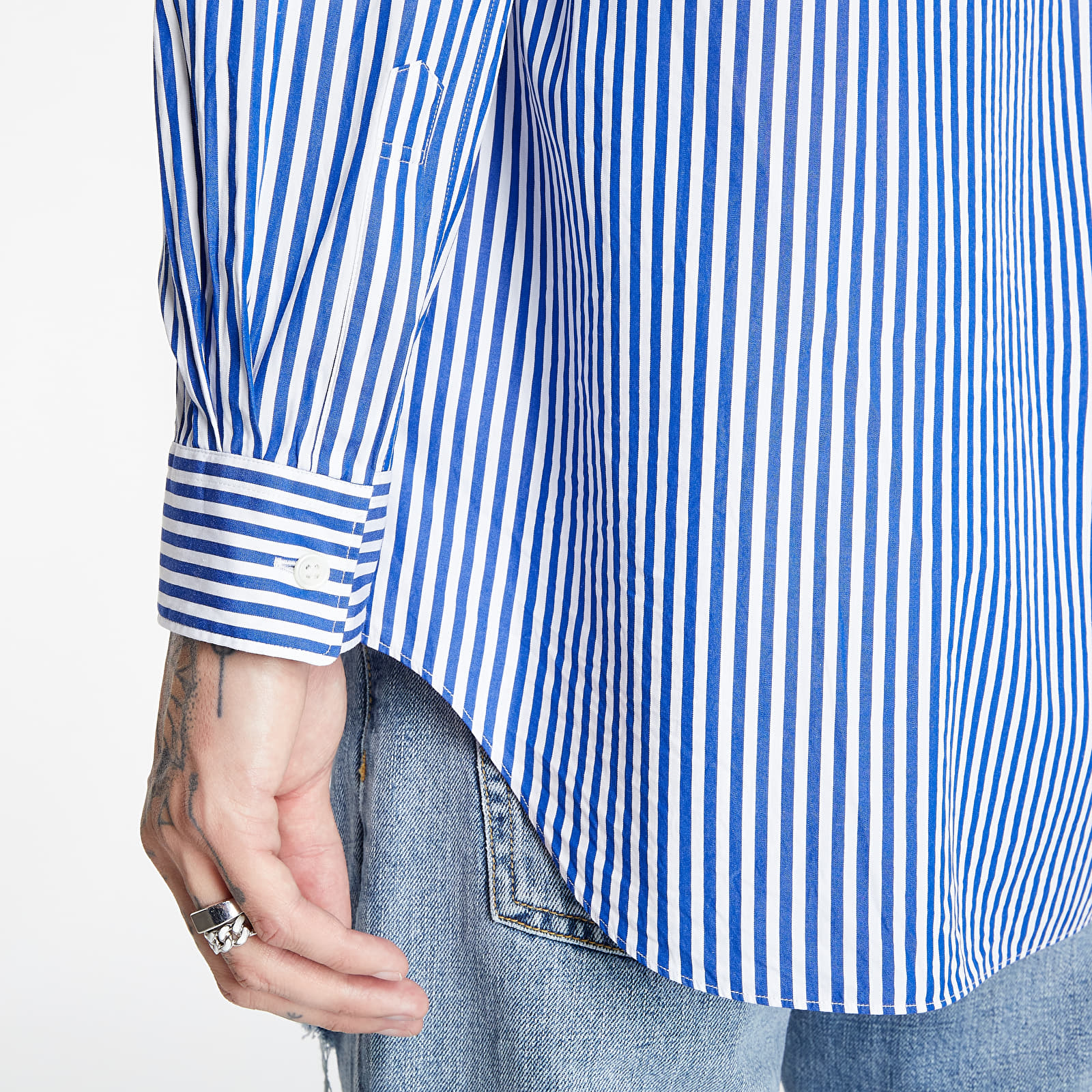Košele Comme des Garçons PLAY Black Heart Striped Shirt Blue/ White