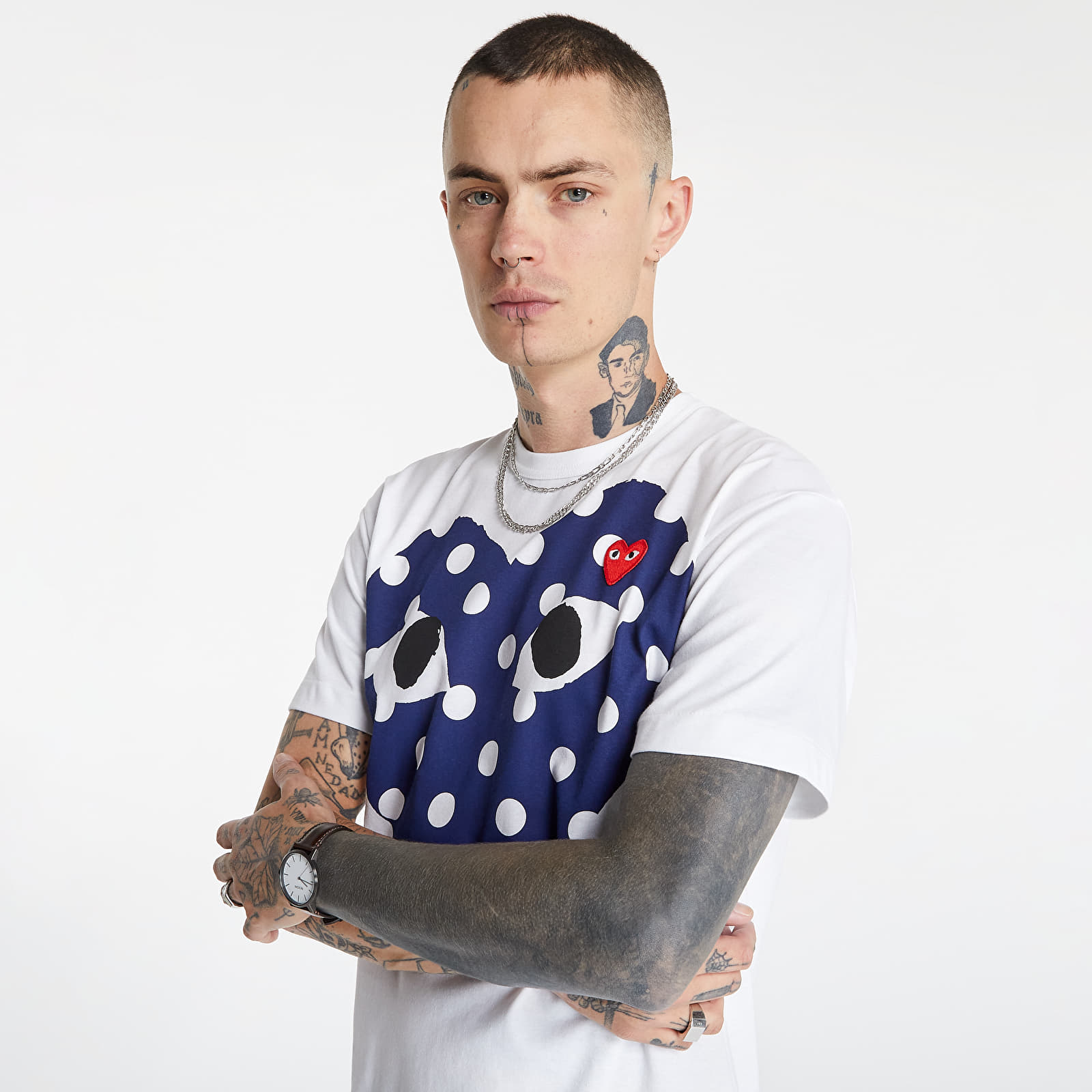 Comme des garcons play top polka dot heart tee