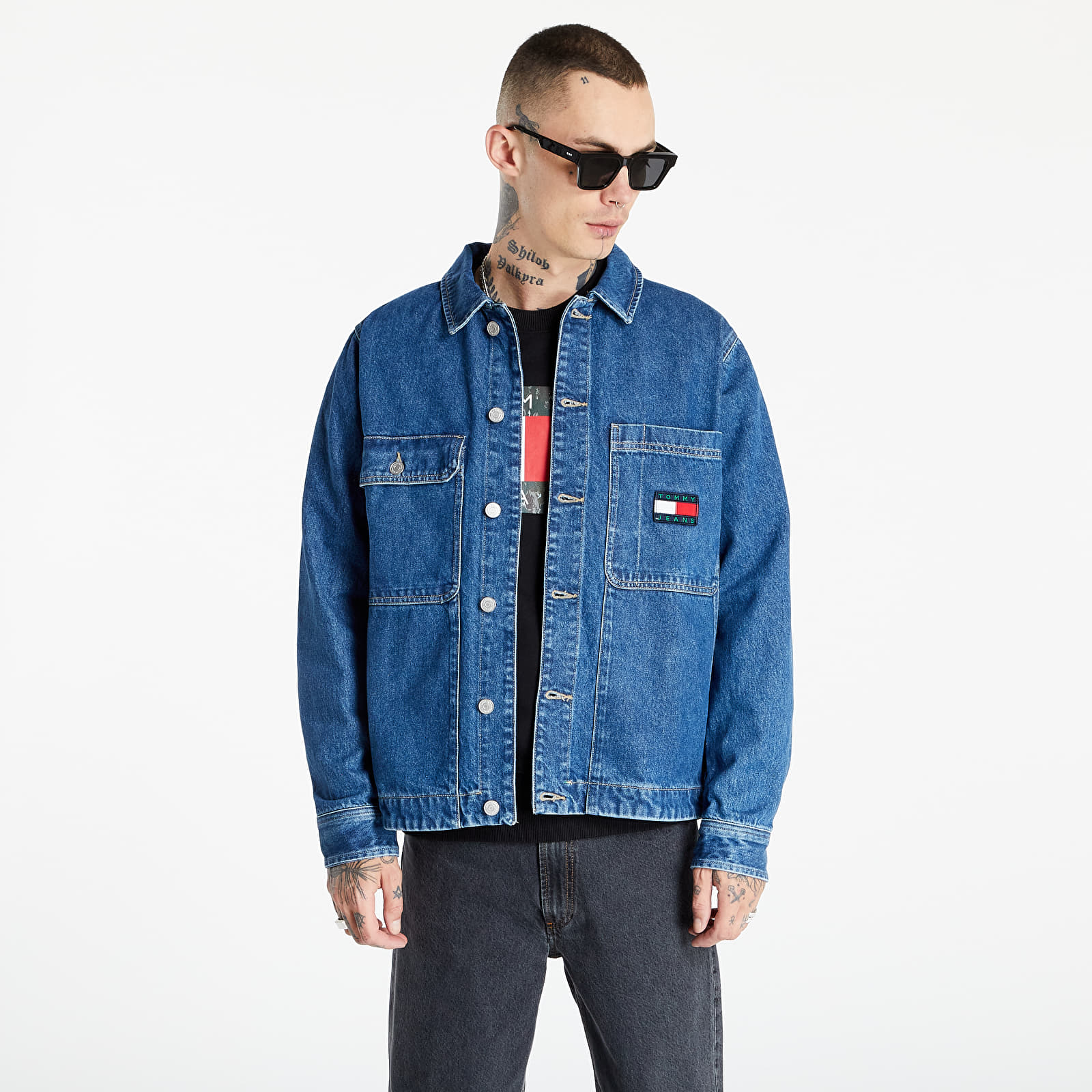 Cămăși Tommy Jeans Boxy Shirt Jacket Ae731 Svmbr Blue