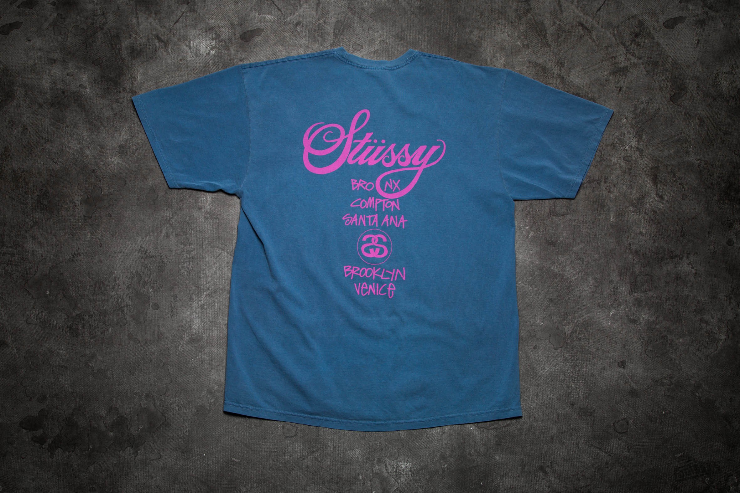 Stüssy World Tour Pigment Dyed Tee Navy | Footshop