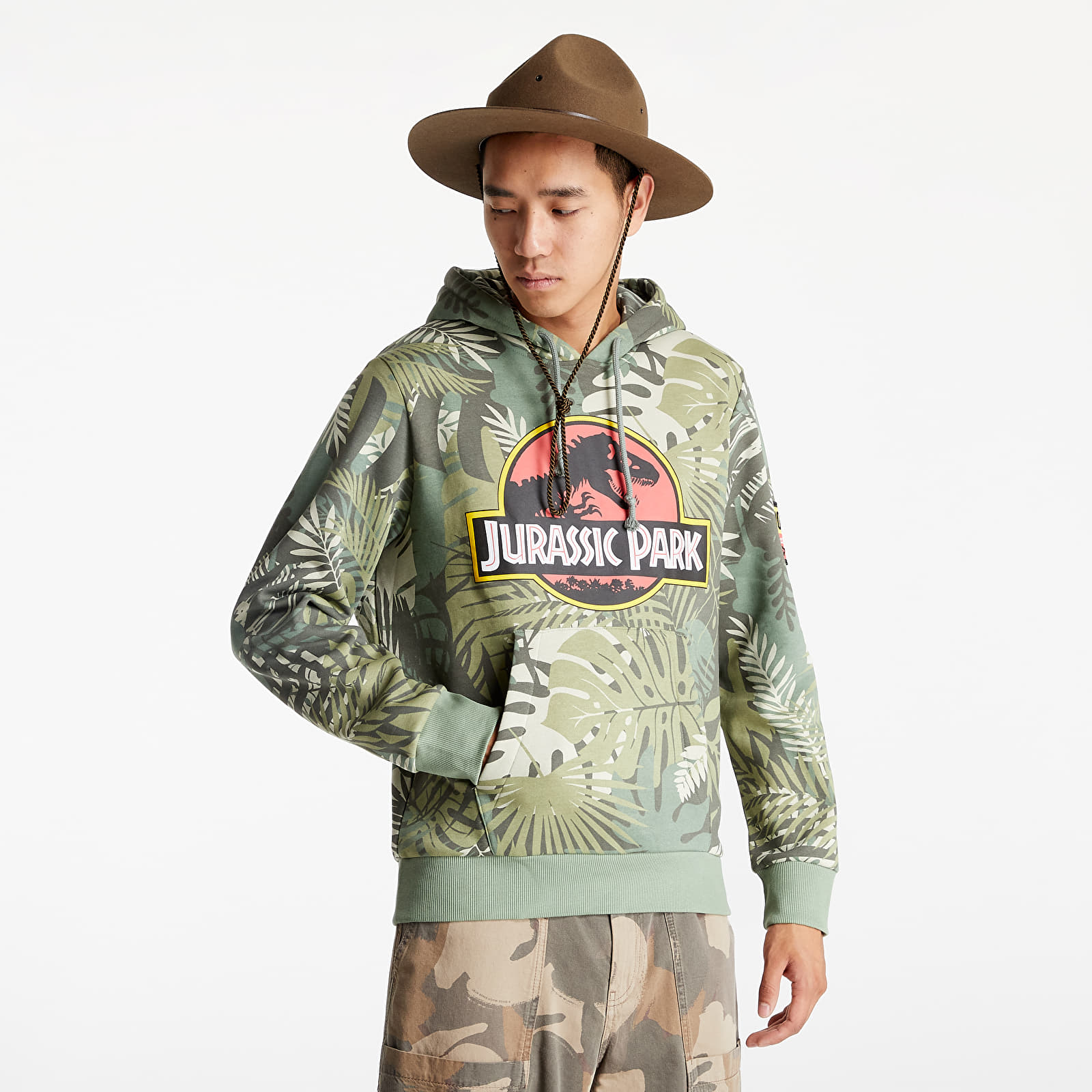 Džemperiai su gobtuvais ir džemperiai Reebok Jurassic Park Hoodie Vintage Green