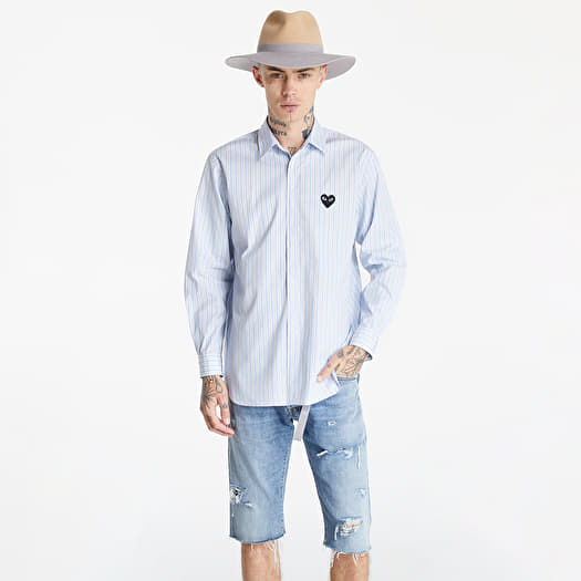 Риза Comme des Garçons PLAY Black Heart Striped Shirt UNISEX White/ Light Blue