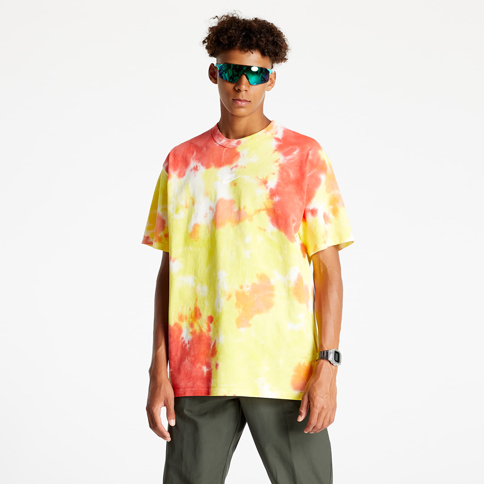 T-Shirts Nike Sportswear Premium Essentials Men's Tie-Dye T-Shirt White/ Yellow Strike/ Total Orange/ White