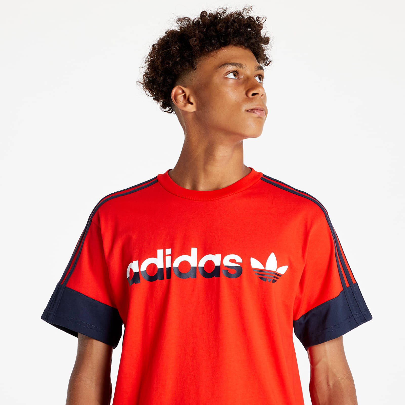 T-Shirts adidas 3 Stripe Split Tee Red/ Legend Ink
