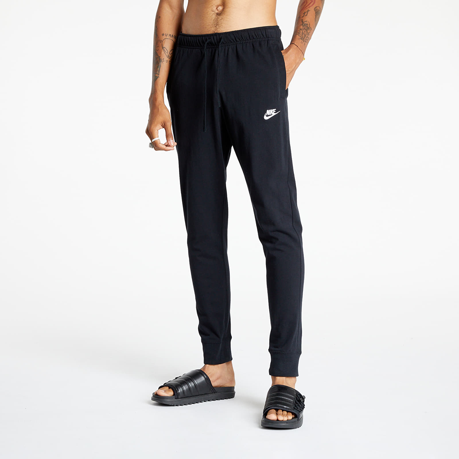 Džínsy a nohavice Nike Sportswear Club Men's Jersey Joggers Black/ White