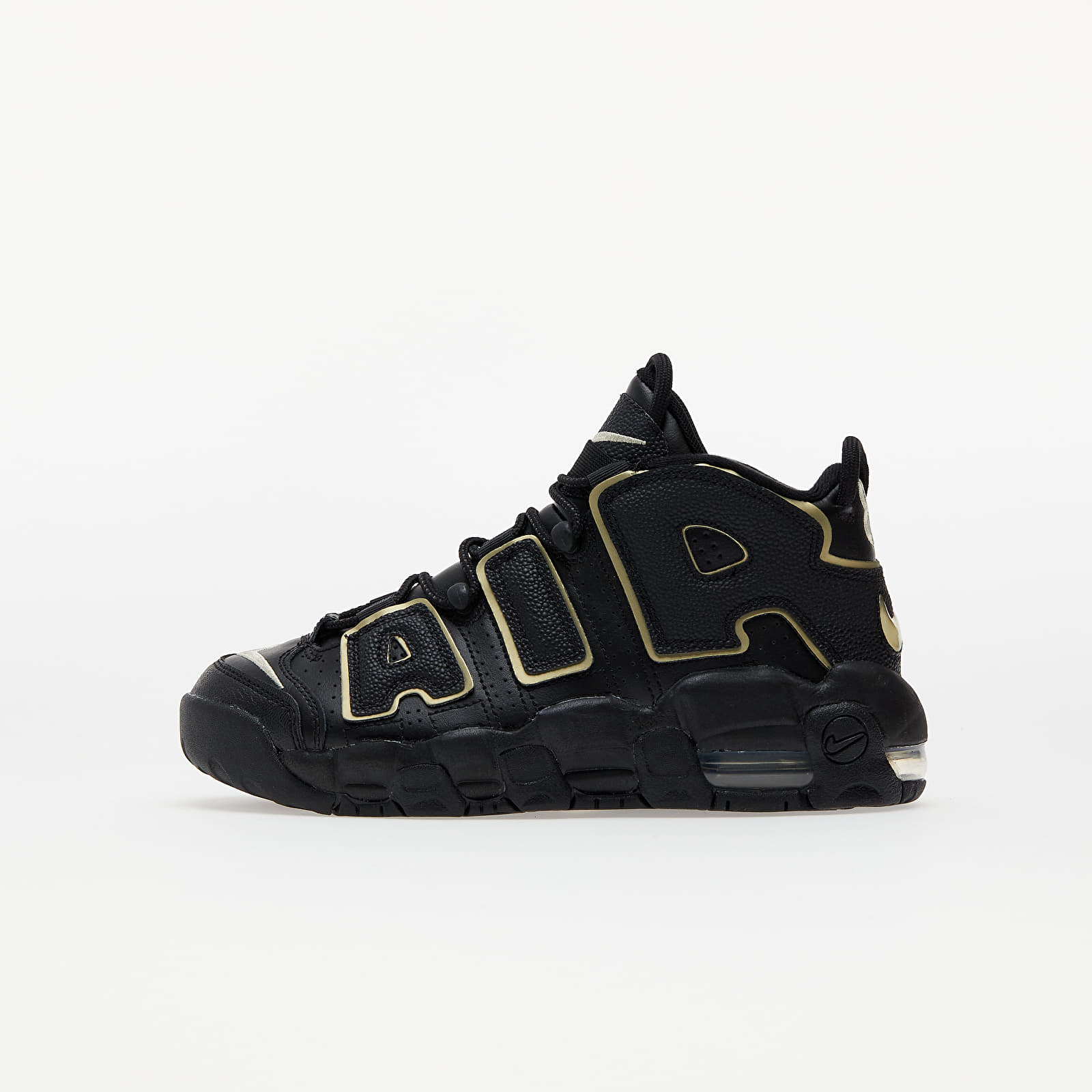 Kids sneakers and shoes Nike Air More Uptempo GS Black Mtlc Gold Star White Footshop
