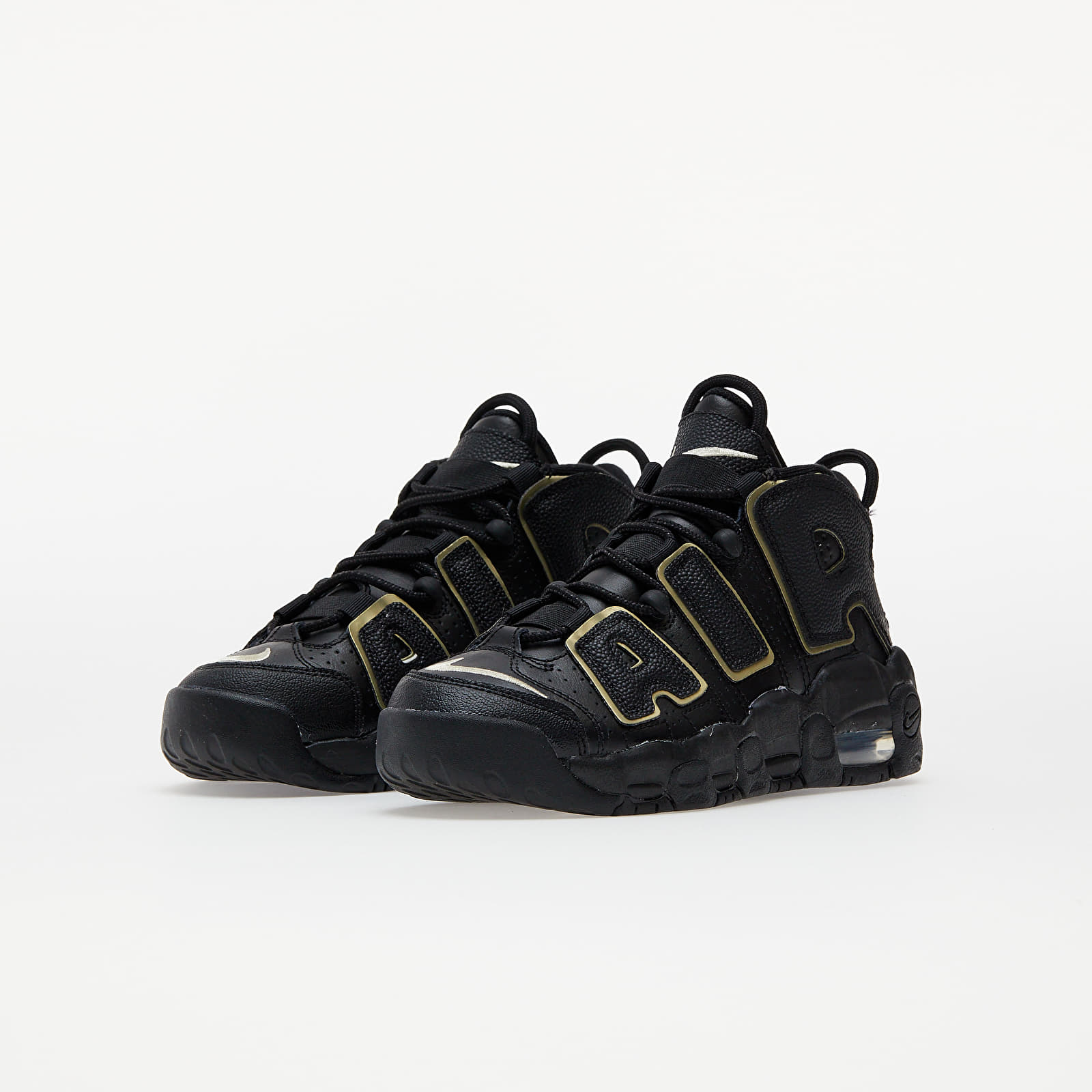 Kids sneakers and shoes Nike Air More Uptempo GS Black Mtlc Gold Star White Footshop