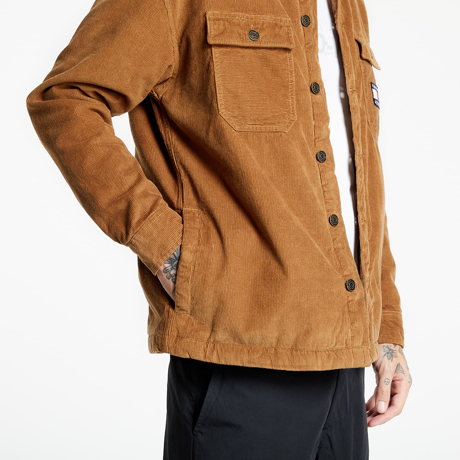 Jackor Tommy Jeans Lined Cord Overshirt Desert Khaki