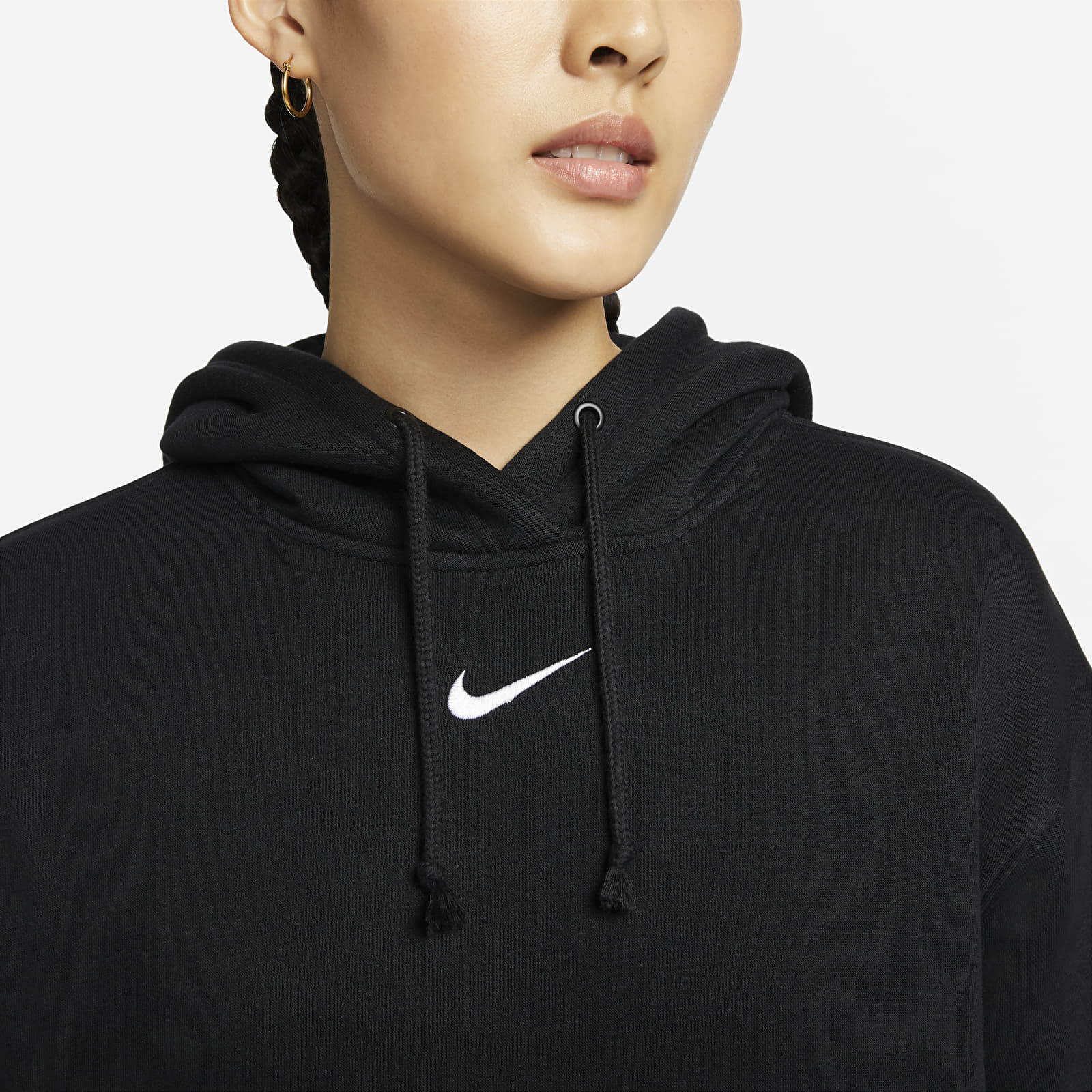 Hanorace Nike Sportswear Women's Oversized Fleece Hoodie (Plus Size) Black/ White