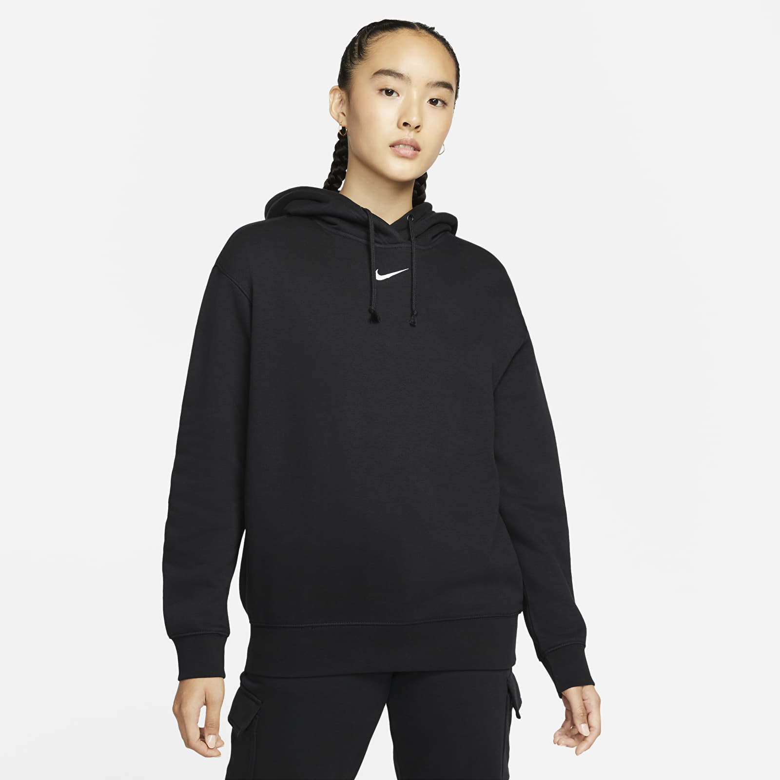 Hoodies and sweatshirts  Nike Sportswear Women's Oversized Fleece Hoodie (Plus Size) Black/ White