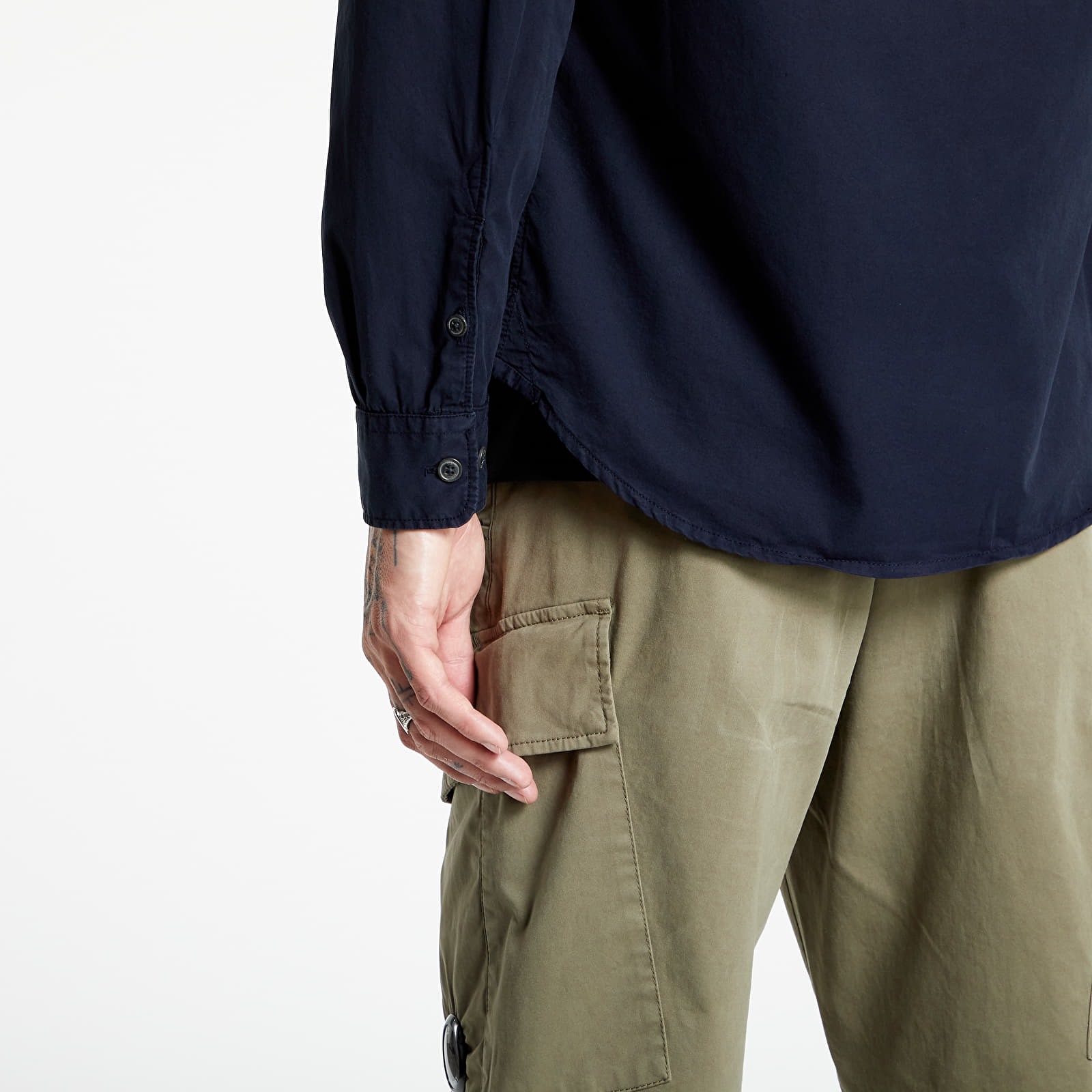 Overhemden C.P. Company Gabardine Long Sleeve Shirt Dark Navy
