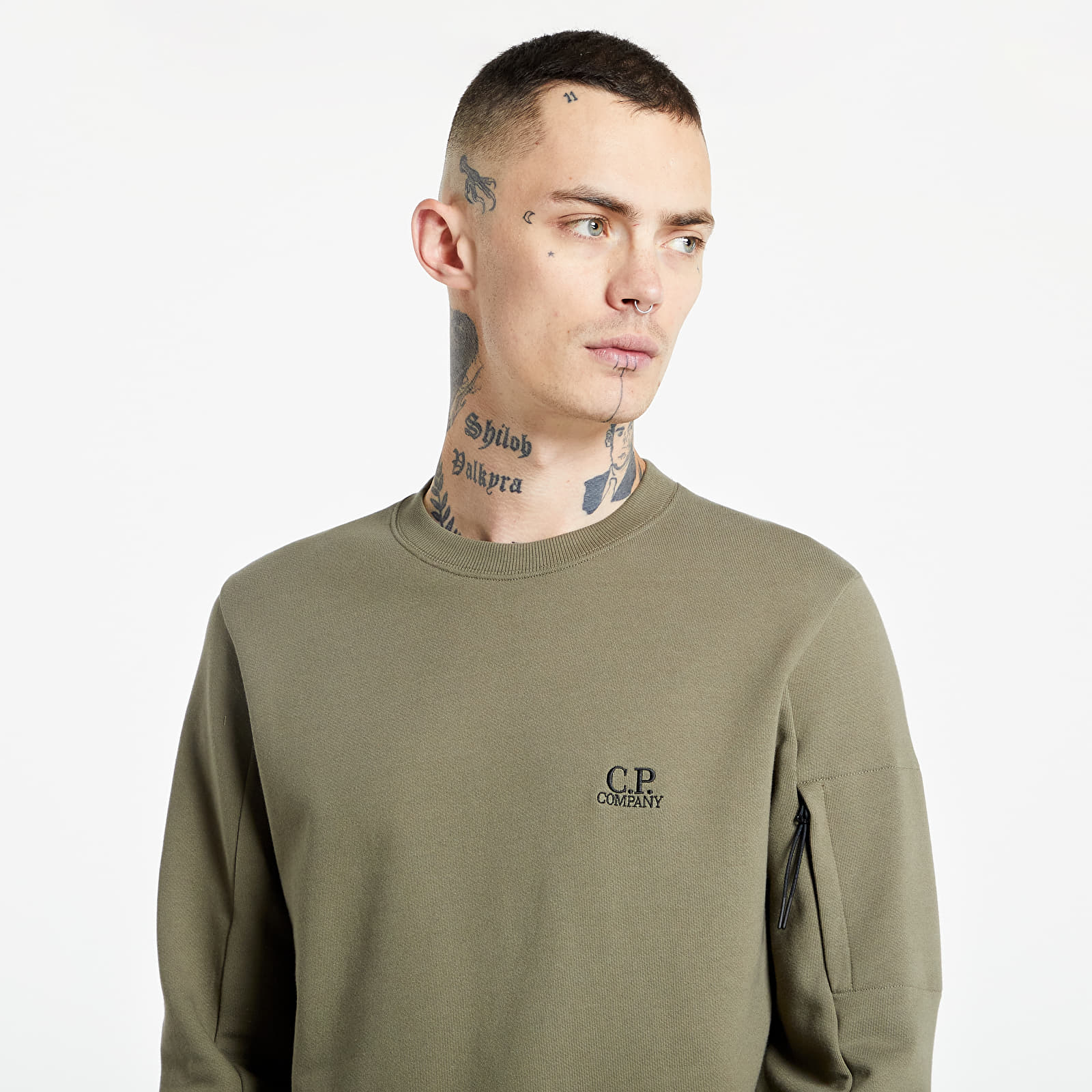 Cp company sweatshirt khaki sales