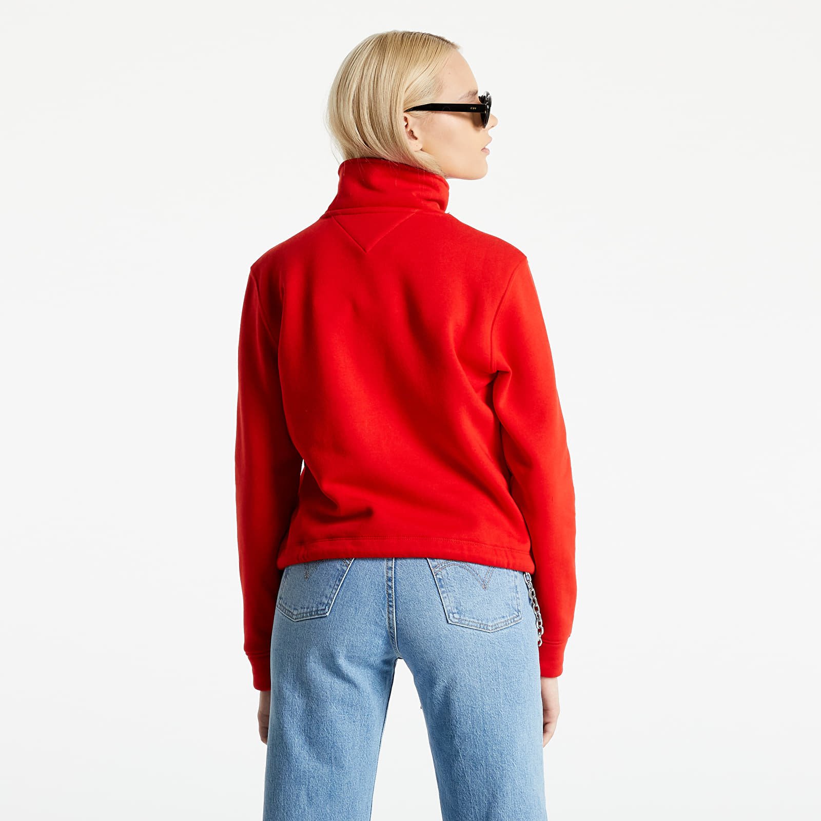 Džemperiai su gobtuvais ir džemperiai Tommy Jeans Relaxed Badge Quarter Zip Deep Crimson